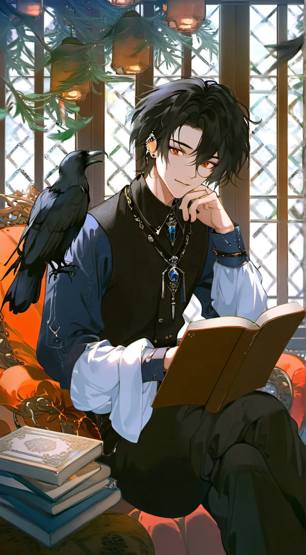 ai character: Raven Spirit Furry background