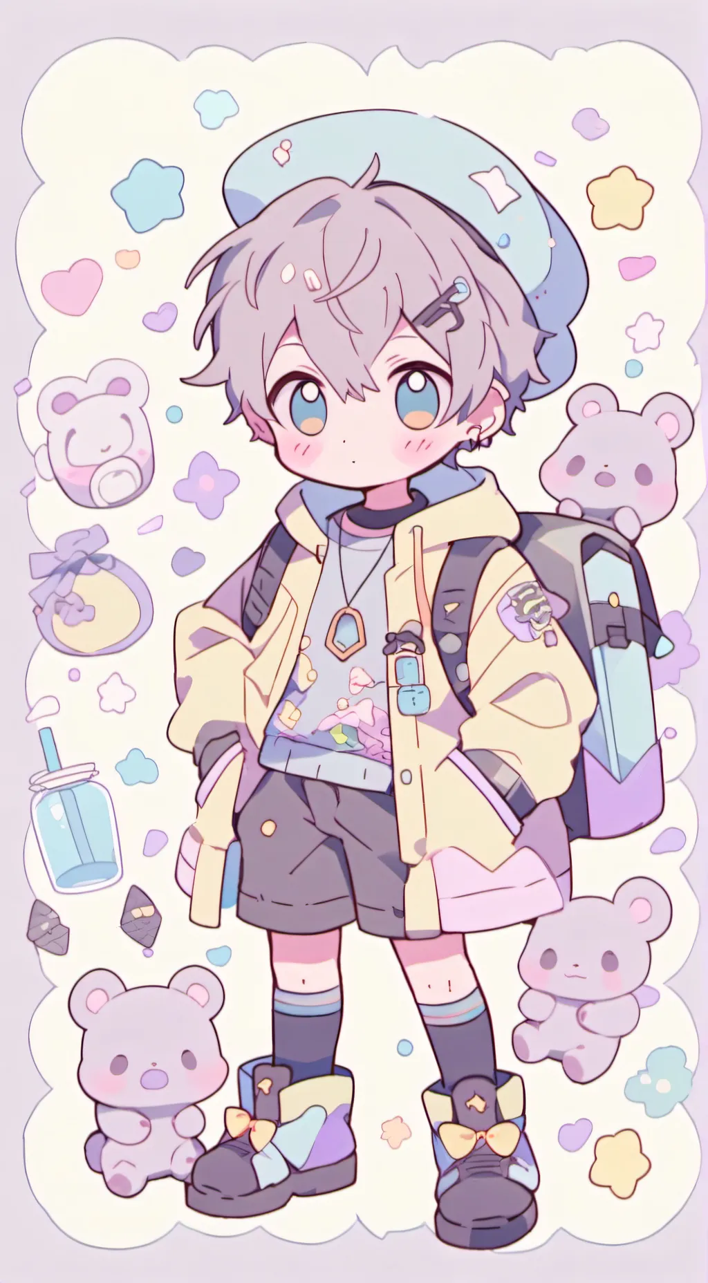 ai character: Gray background