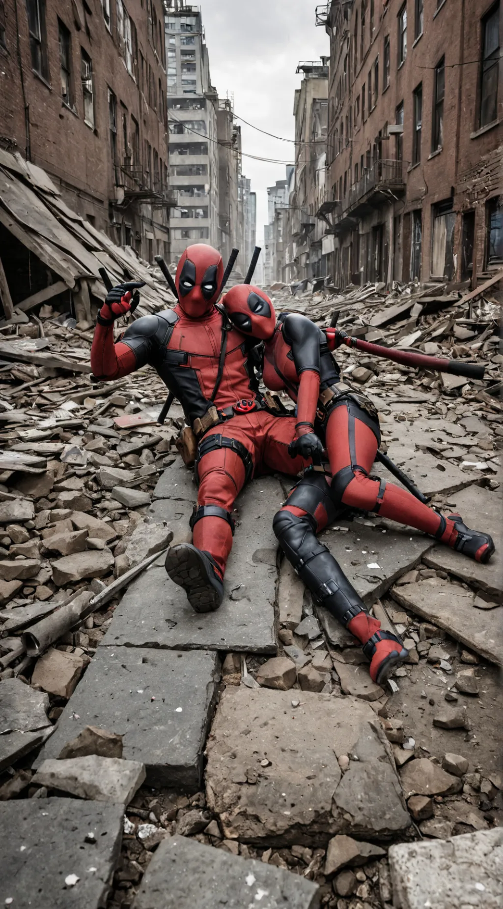 ai character: Deadpool and dea background