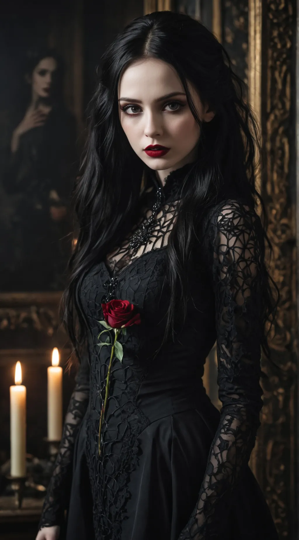 ai character: Morticia Addams background