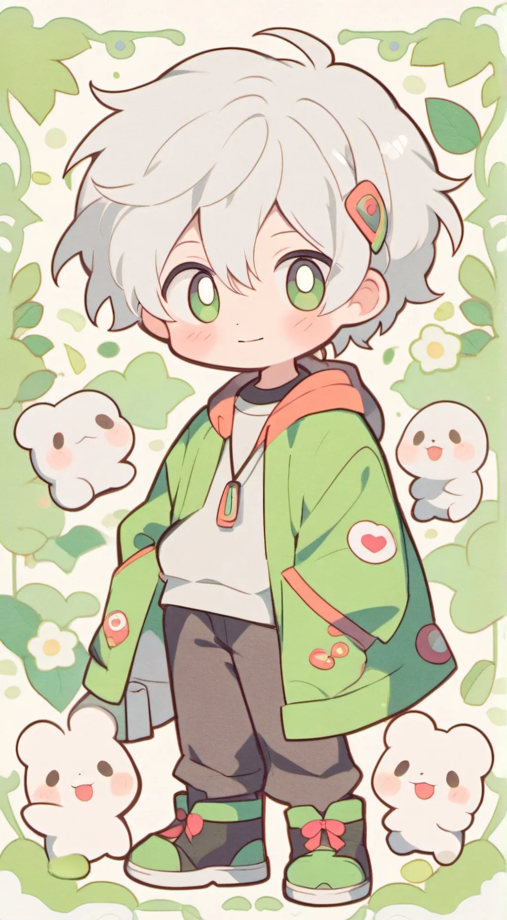 ai character: silver  background