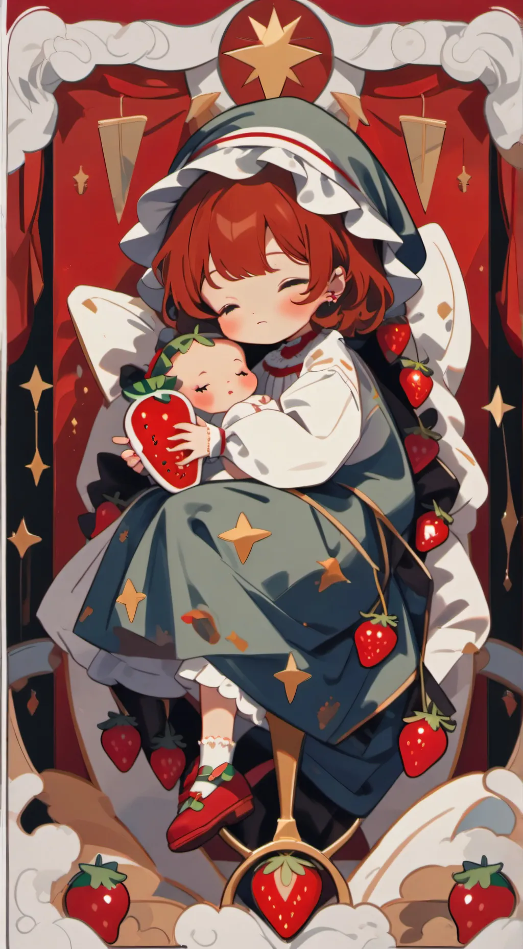 ai character: strawberry background