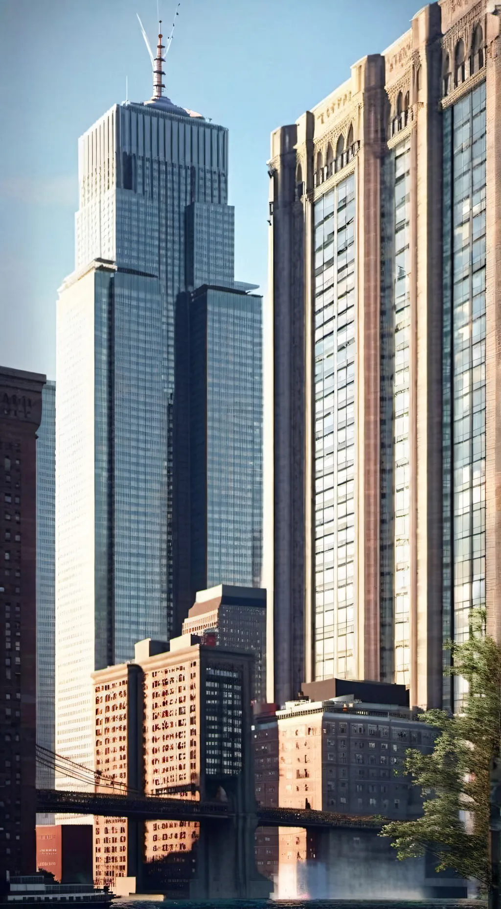 ai character: Twin towers  background