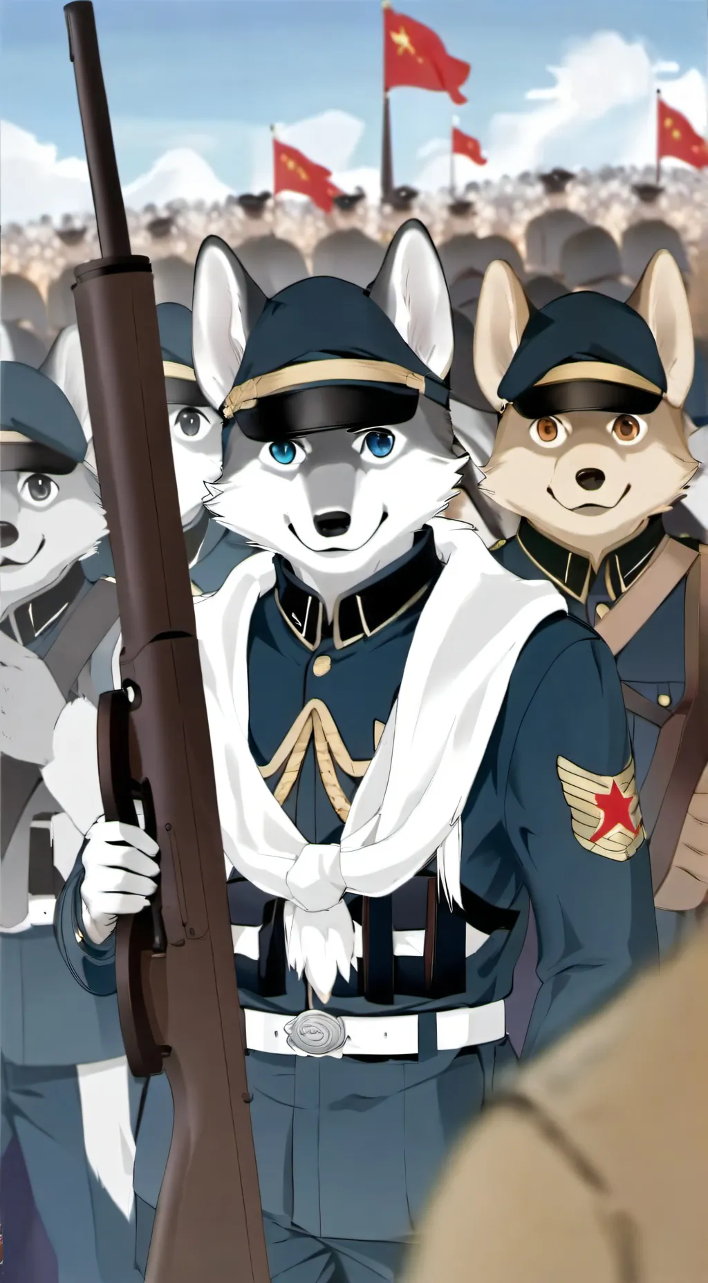 ai character: Esercito Furry background