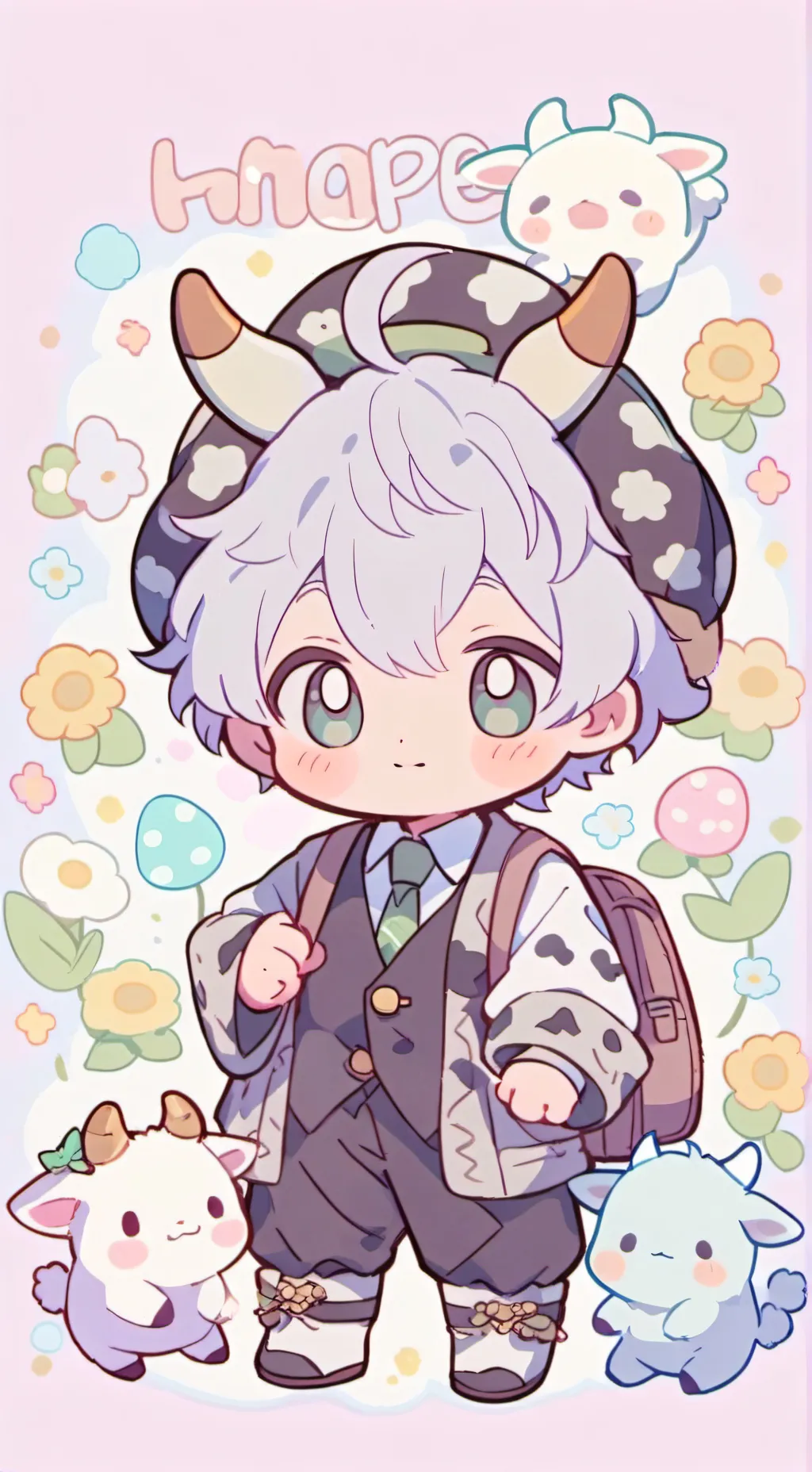 ai character: little easter cow background