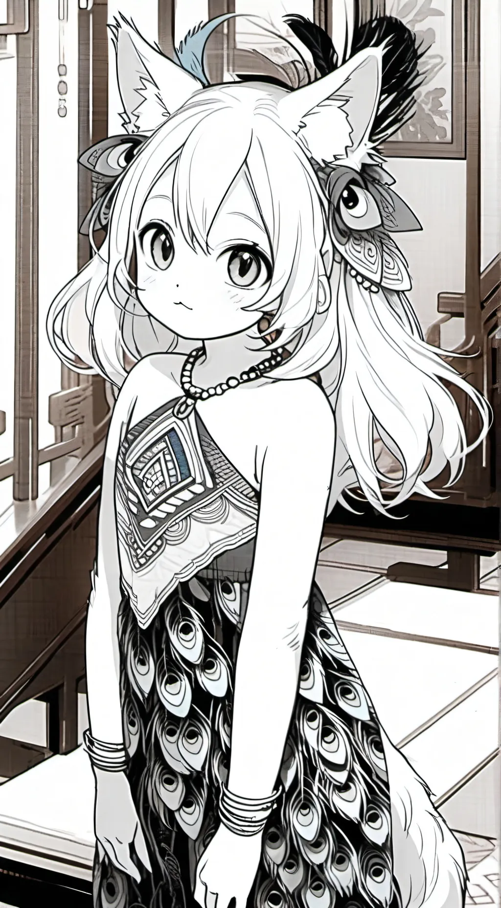 ai character: Peacock Furry Kitten background