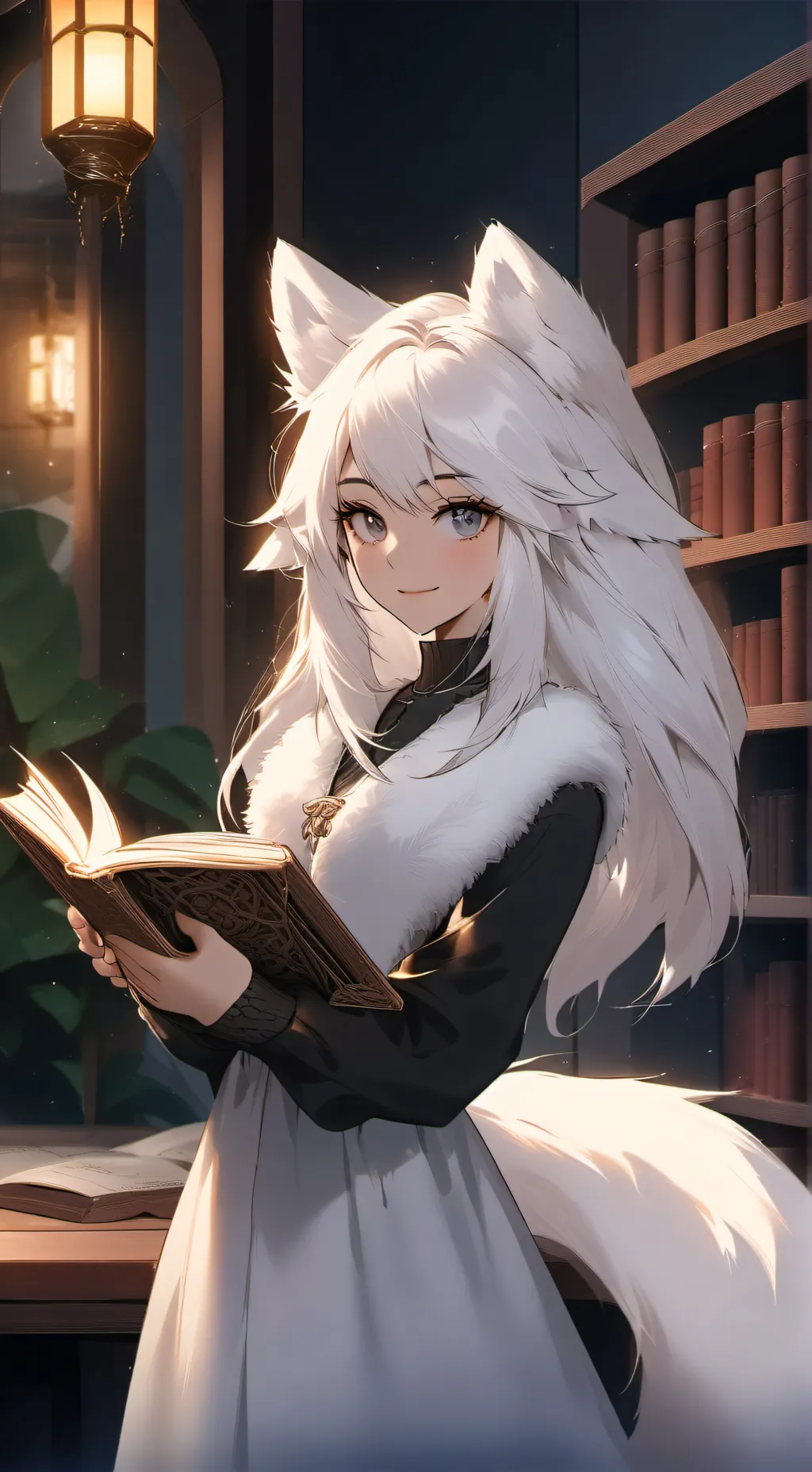 ai character: Whisper the White Furry Spirit background