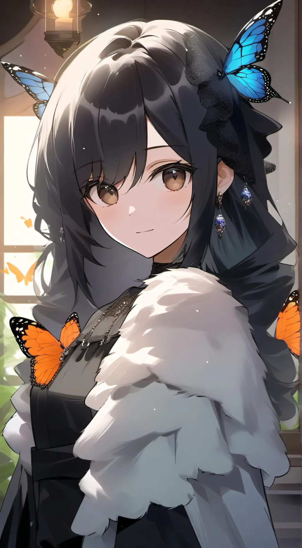 ai character: Monarch Butterfly Furry background