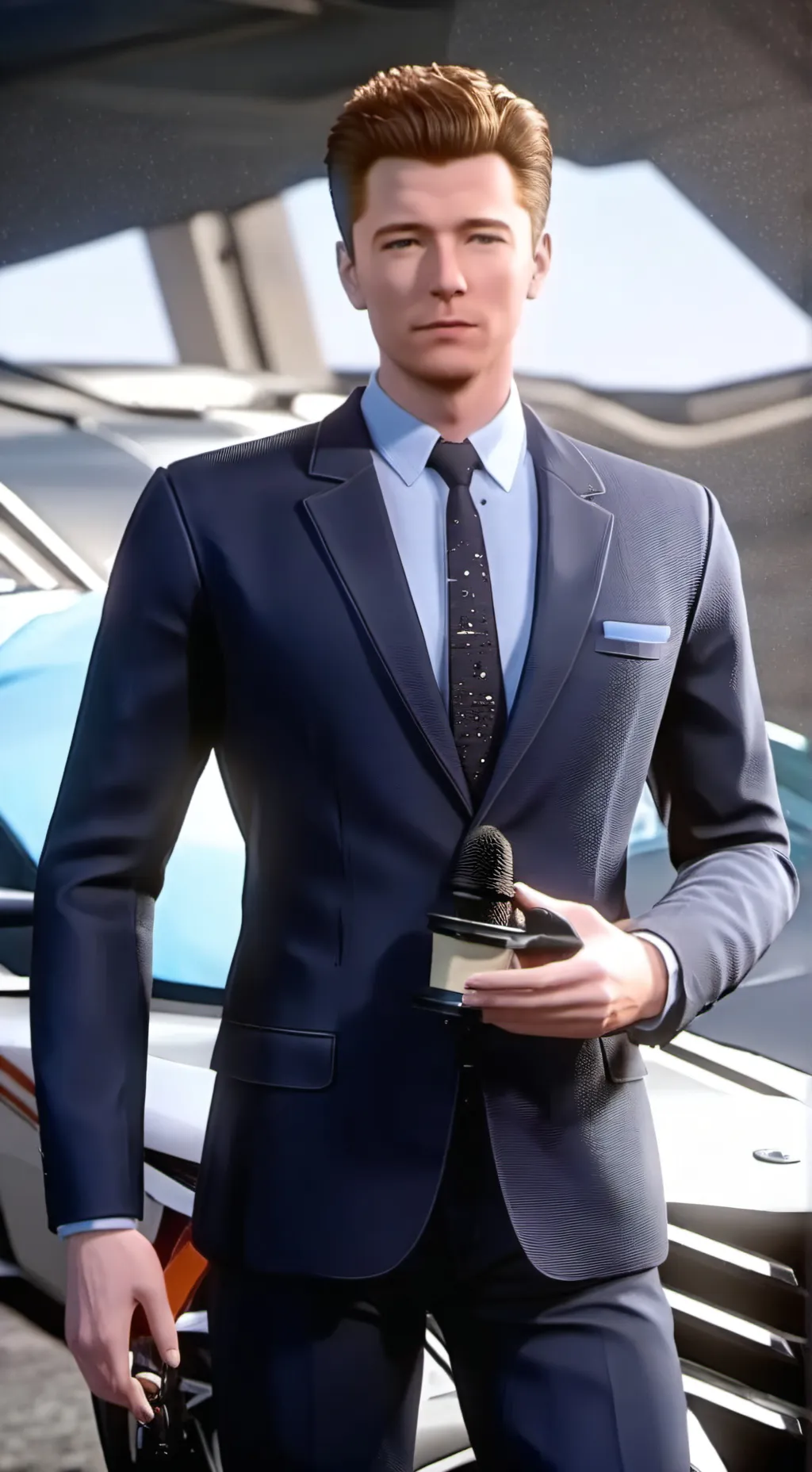 ai character: RICK ROLL GUY background