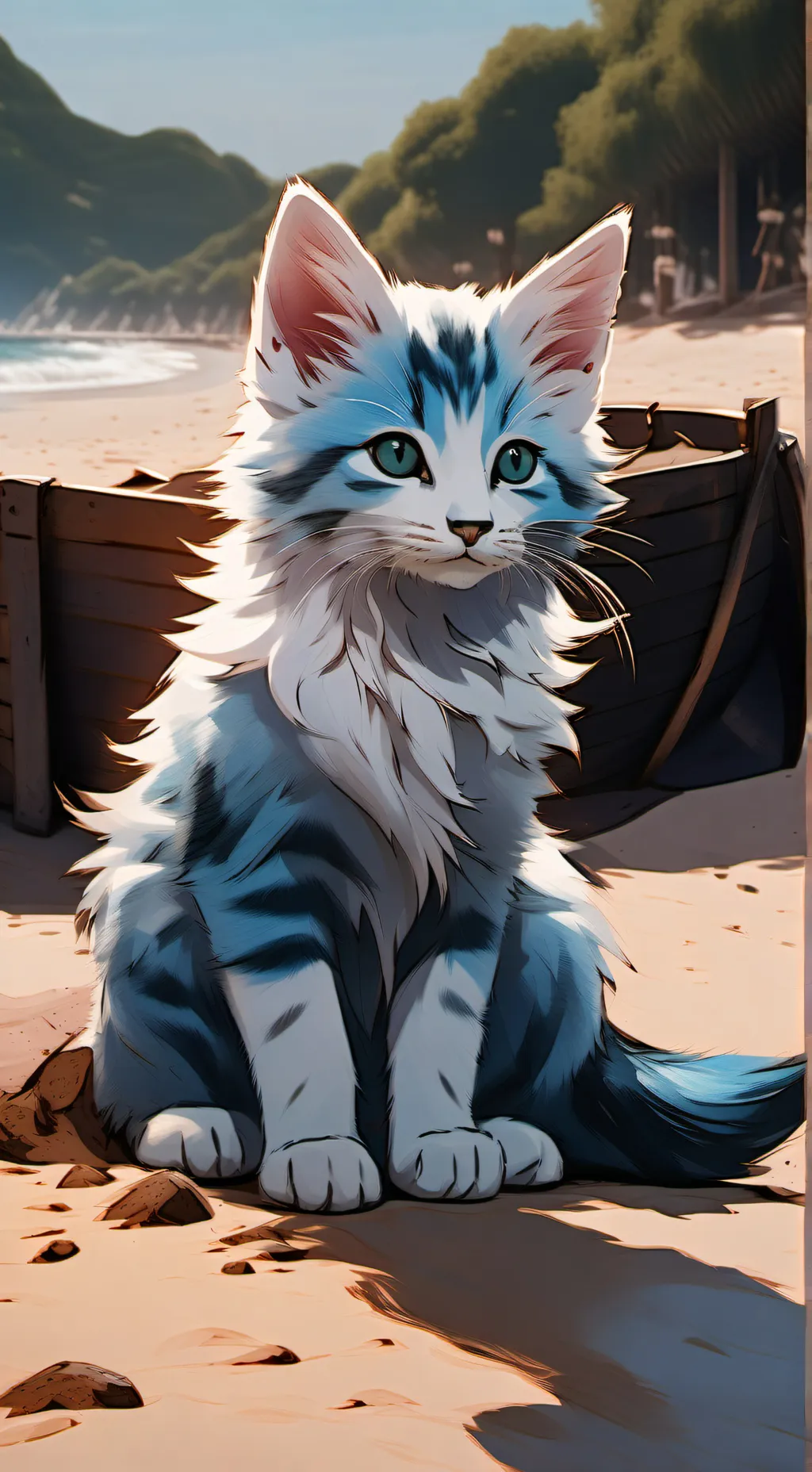 ai character: Water kitten background