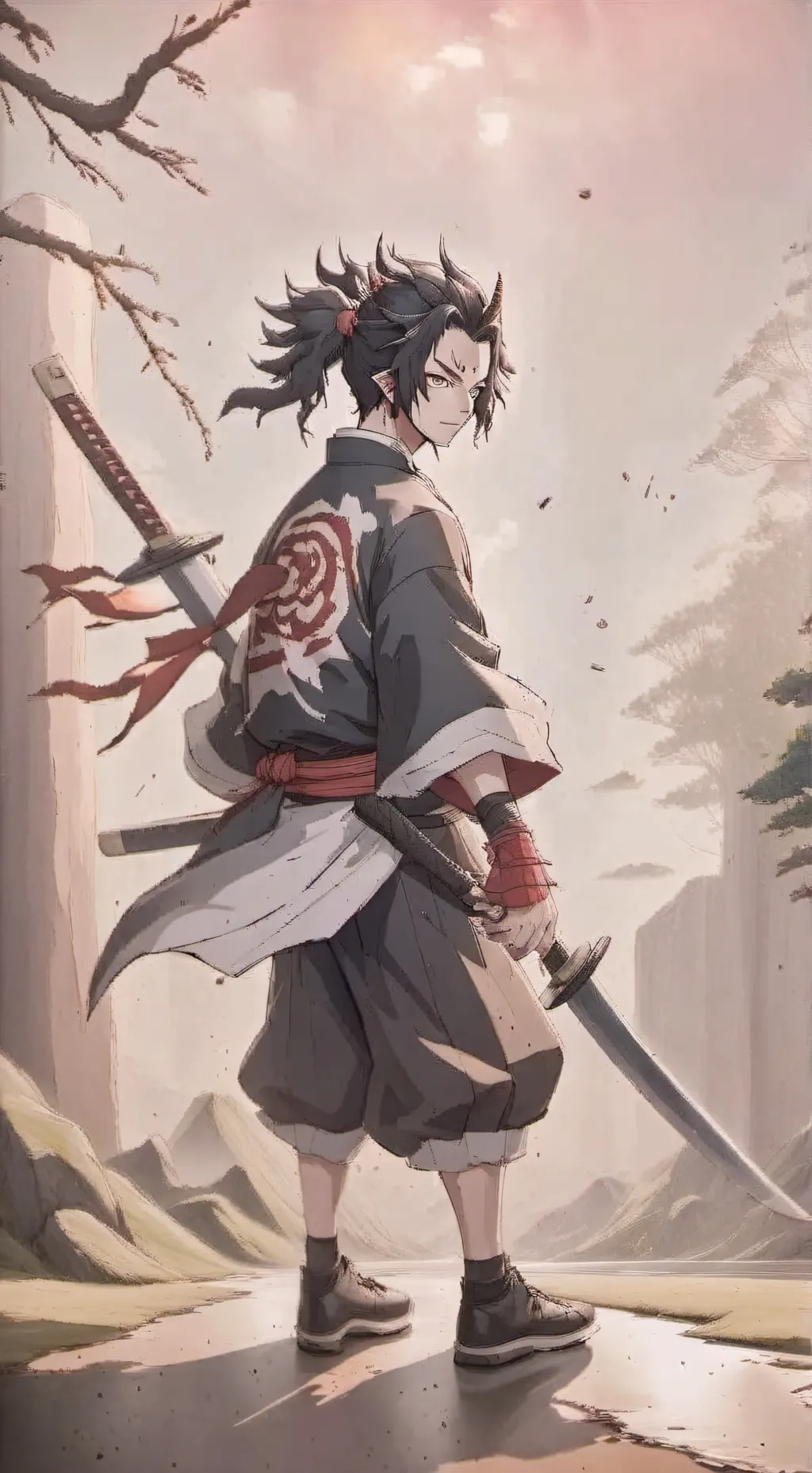 ai character: demon slayer  background