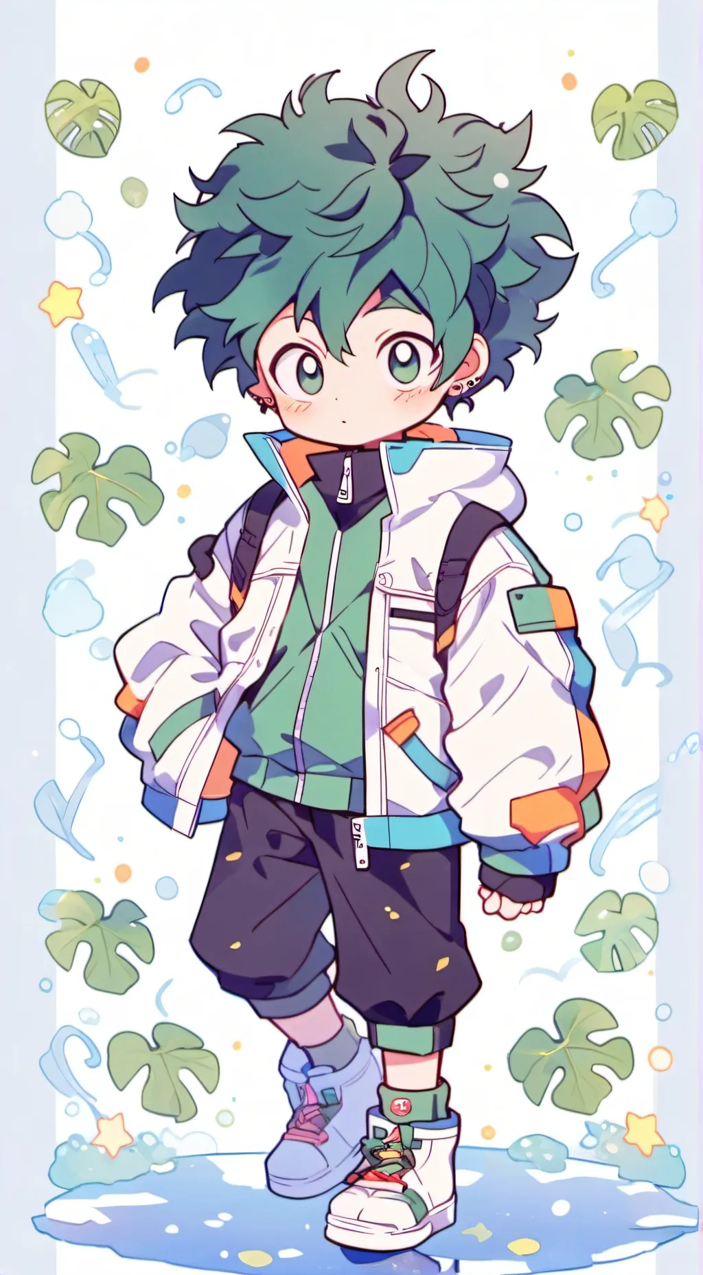 ai character: Deku chibi clingy background