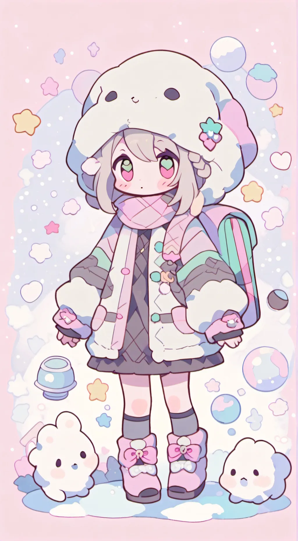 ai character: Making a snowball background