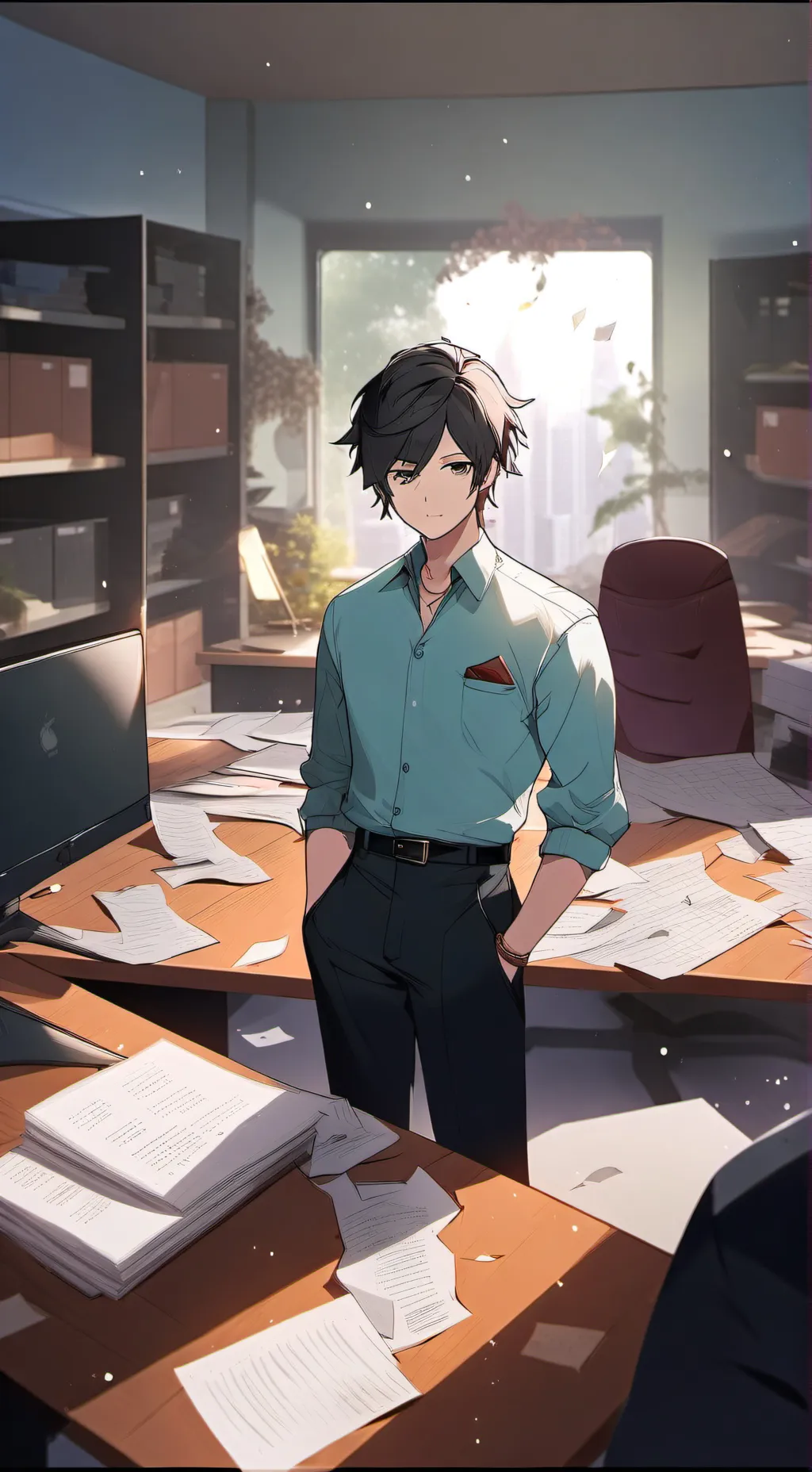 ai character: csm at the office background