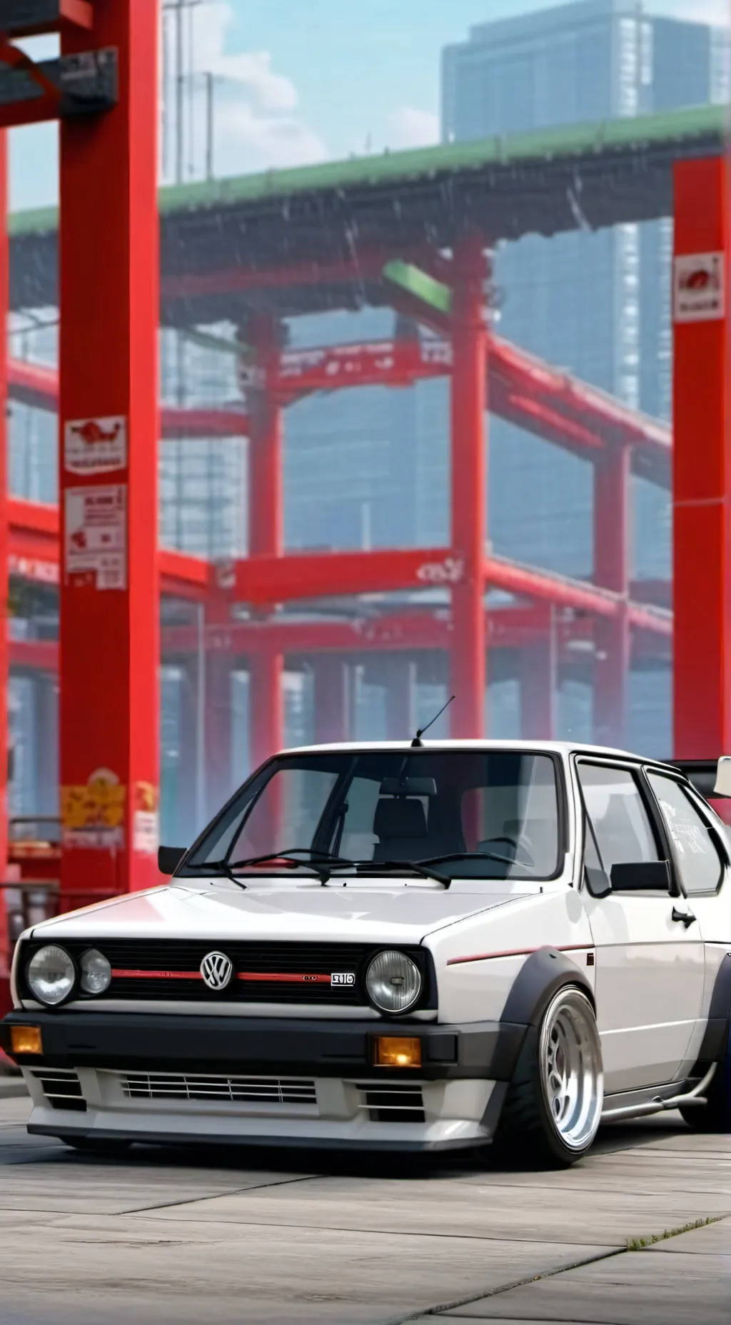 ai character: Volkswagen golf 2  background