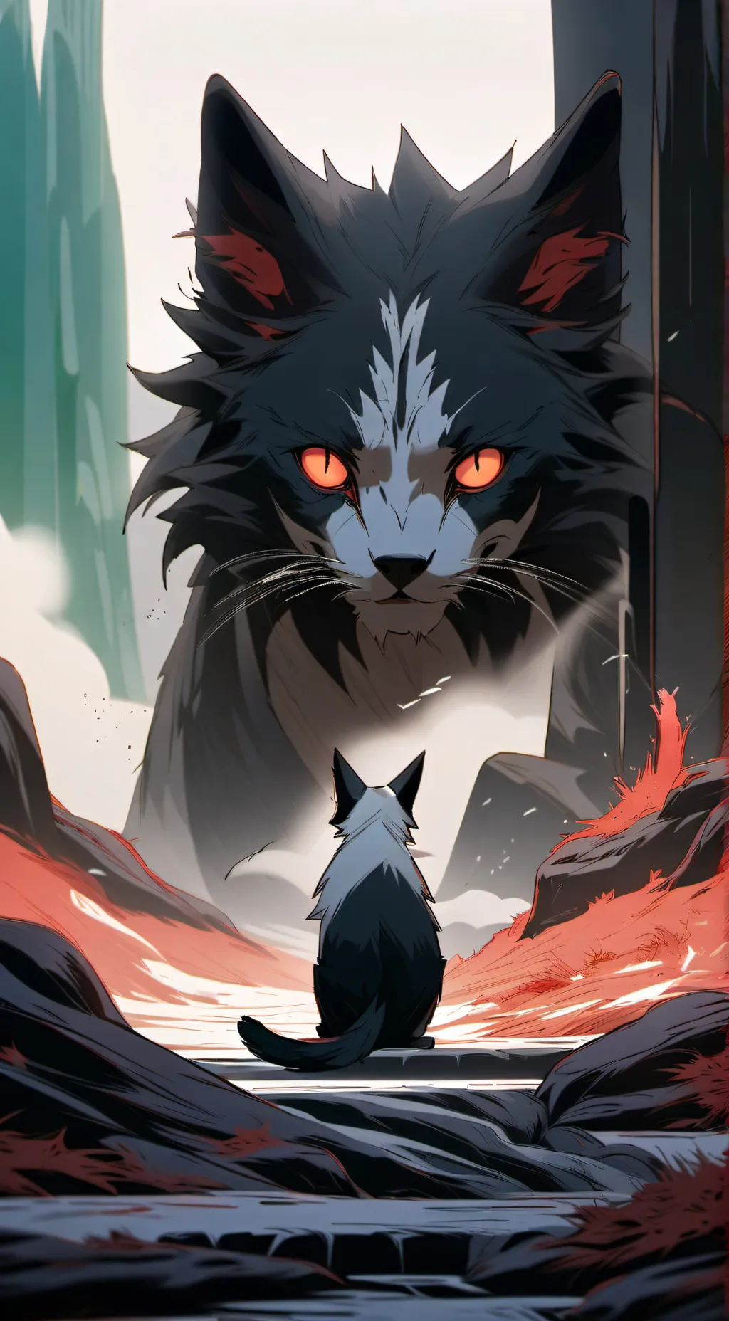 ai character: Fire kitten background