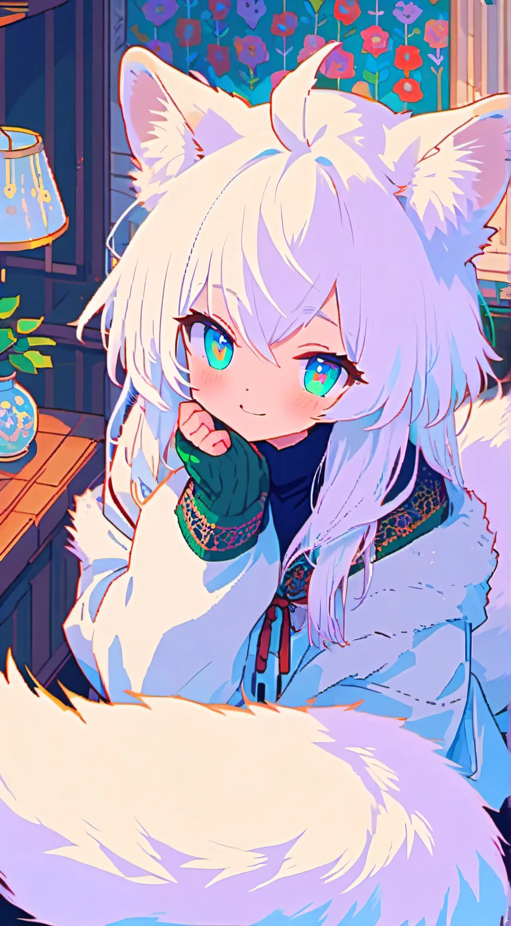 ai character: Frostie the Arctic Puff background