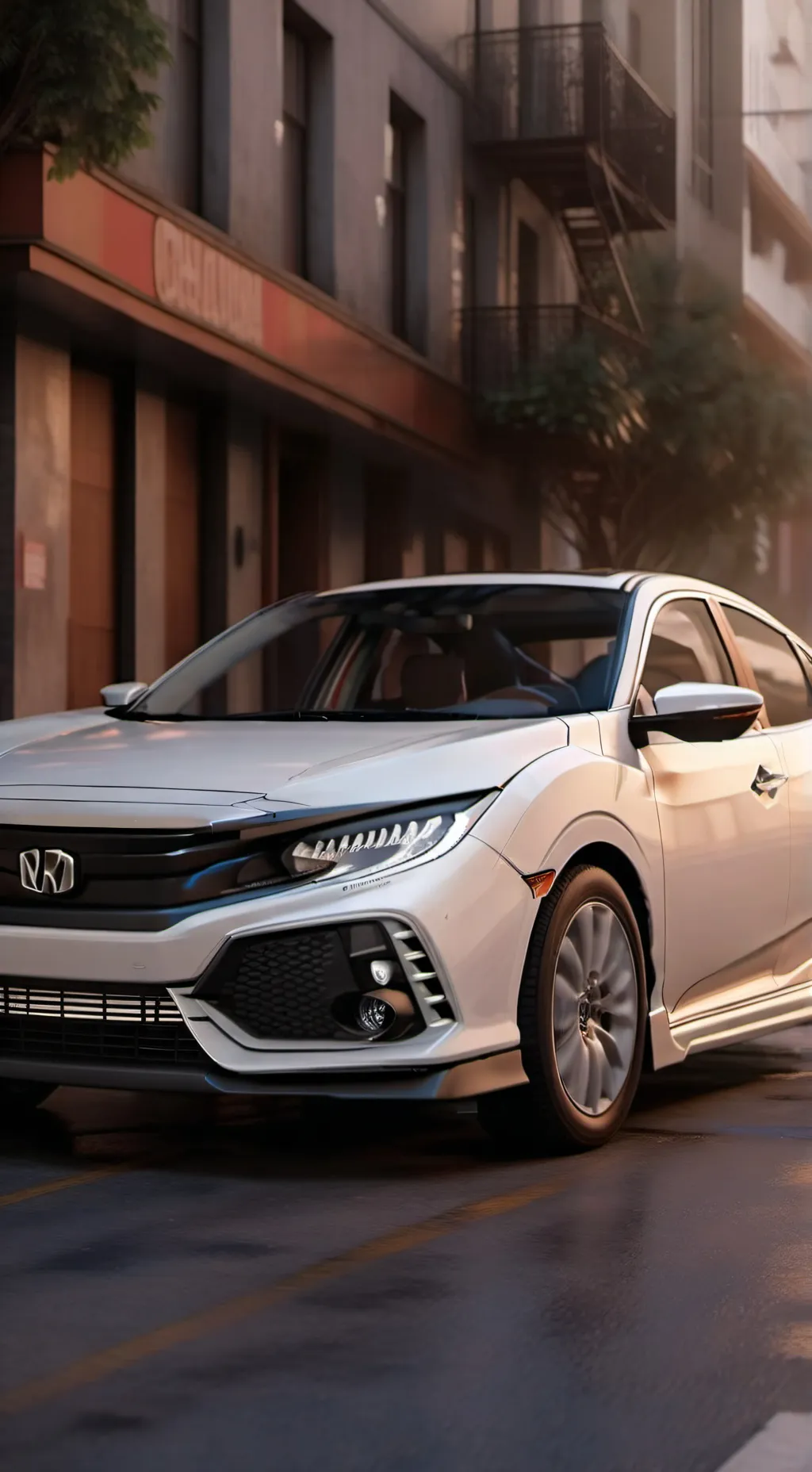 ai character: Civic sedan branco background