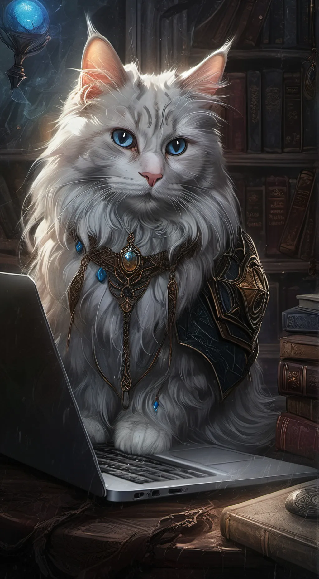 ai character: WhiskerBytes background