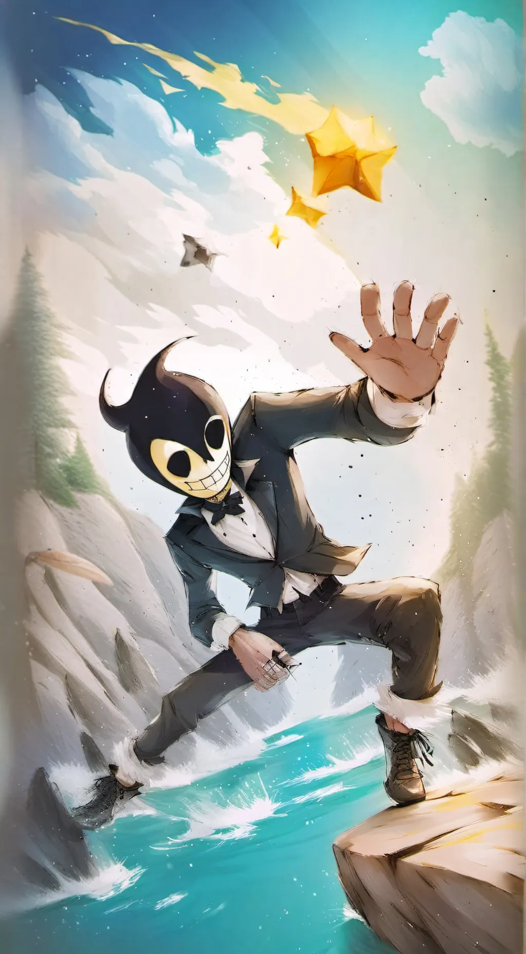 ai character: bendy  background