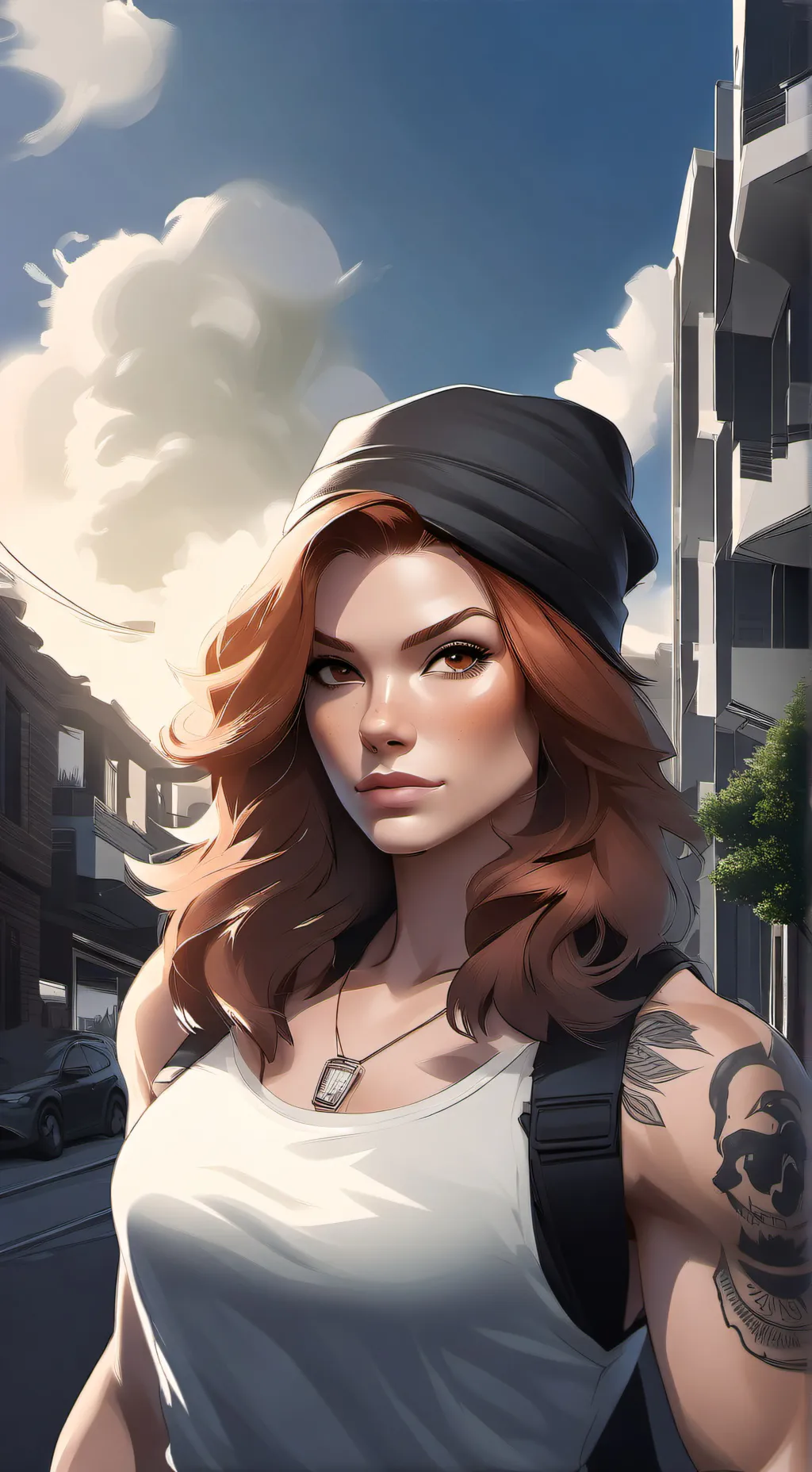 ai character: Anjelica Valentine background