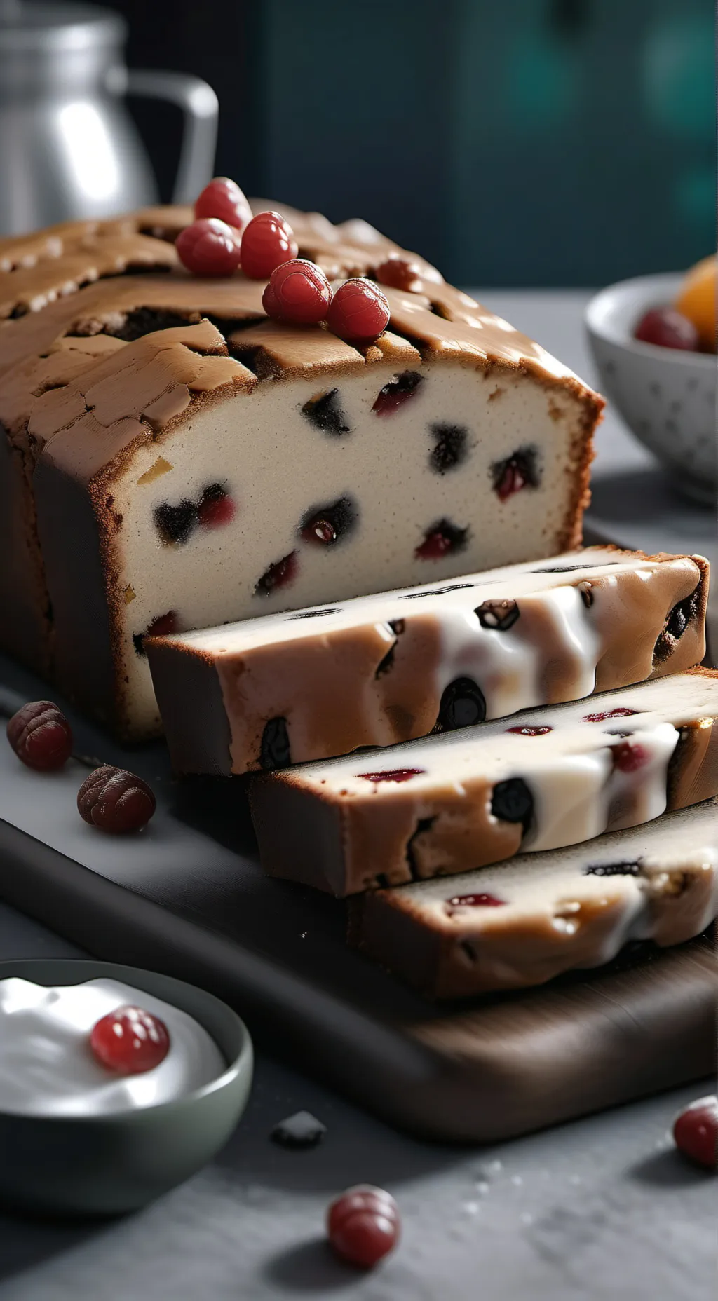 ai character: fruitcake background