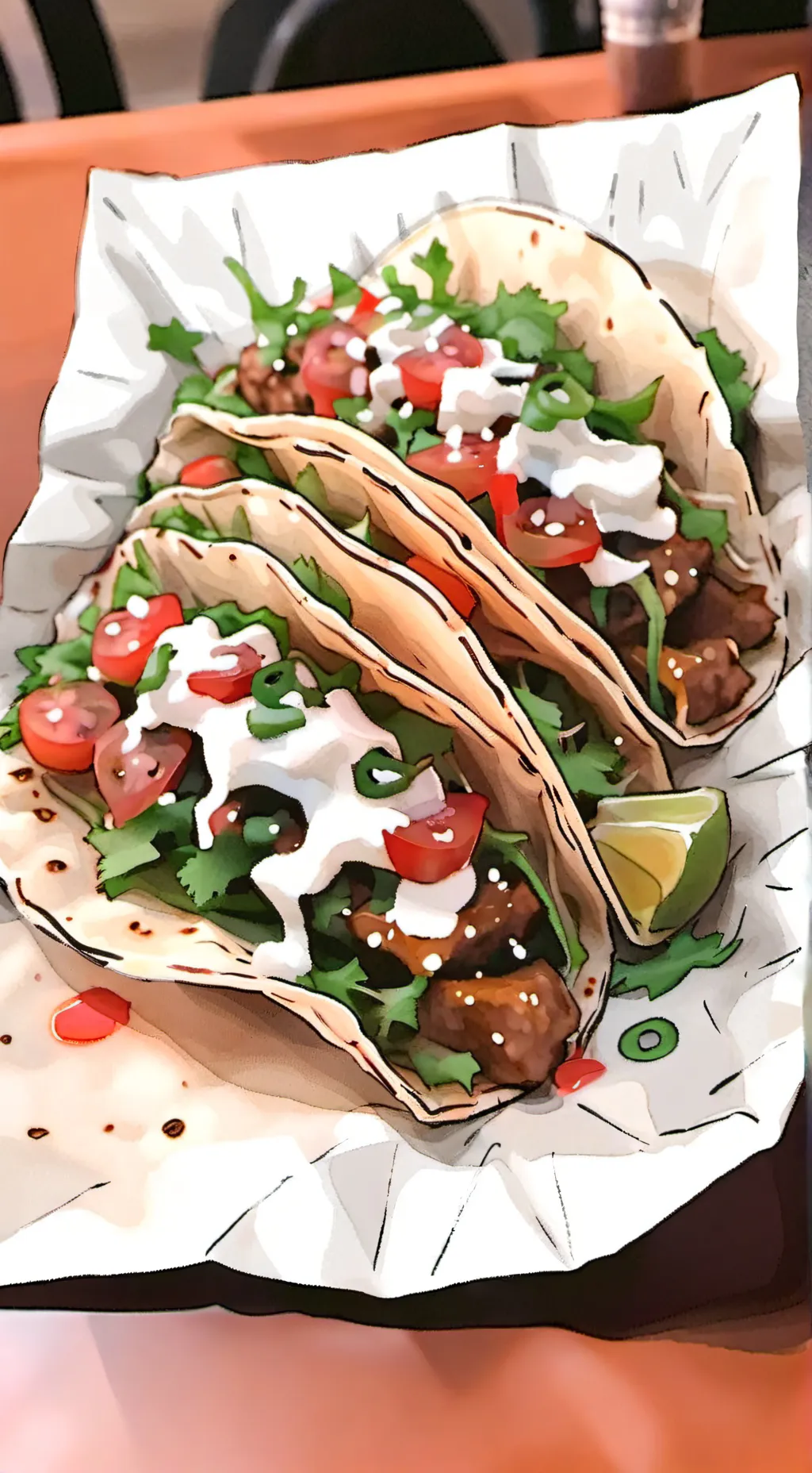 ai character: tacos background