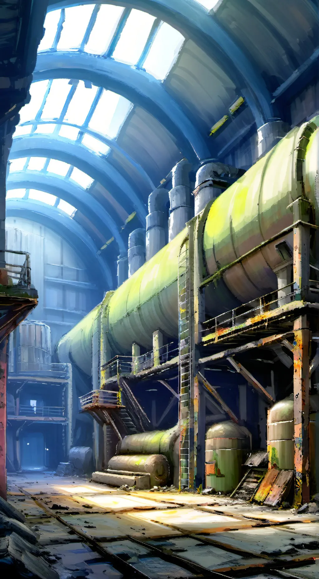 ai character: protogen factory background