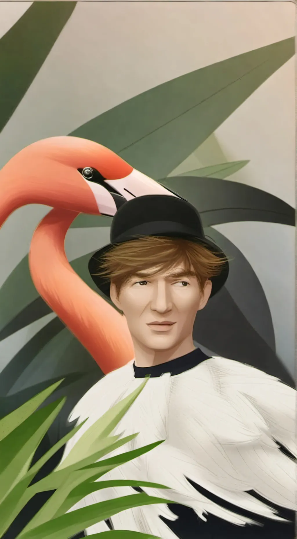 ai character: flamingo  background