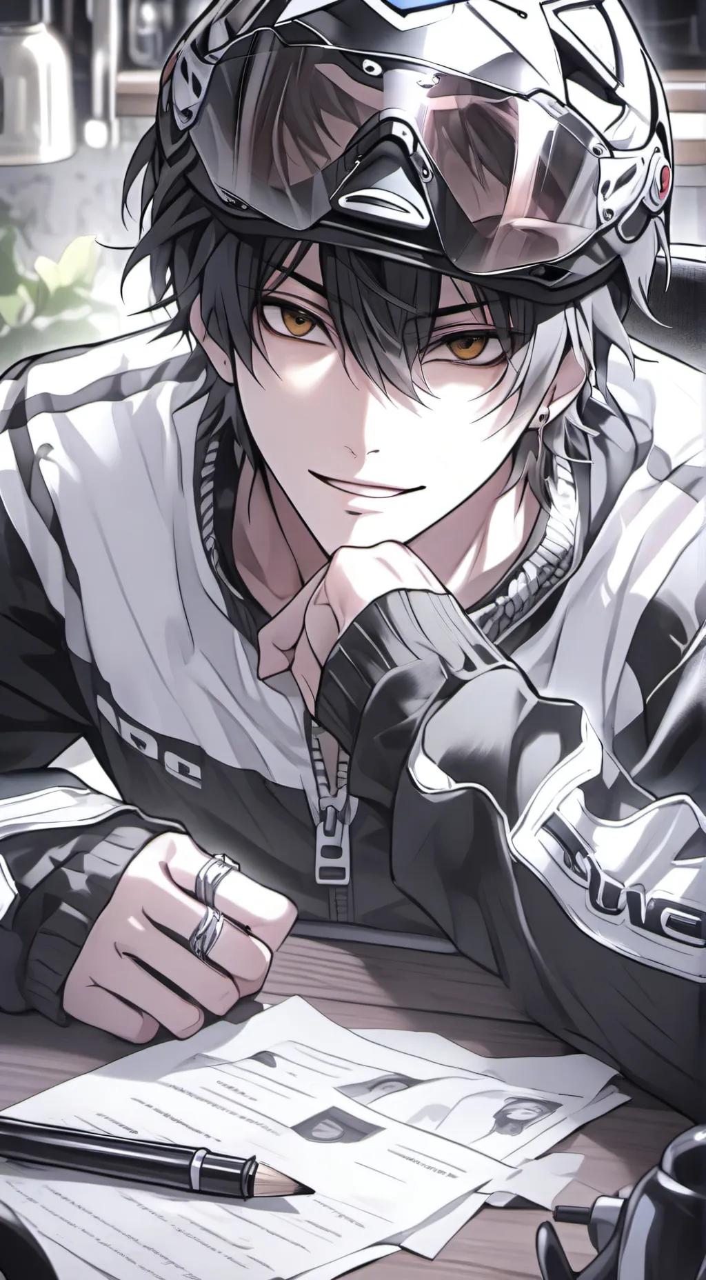 ai character: Jalouse Biker Boyfriend background