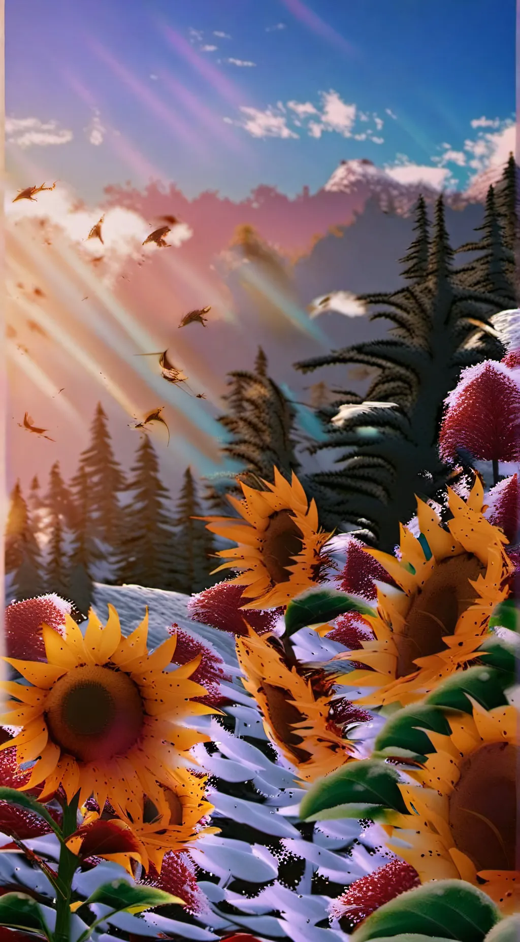 ai character: girassóis  background