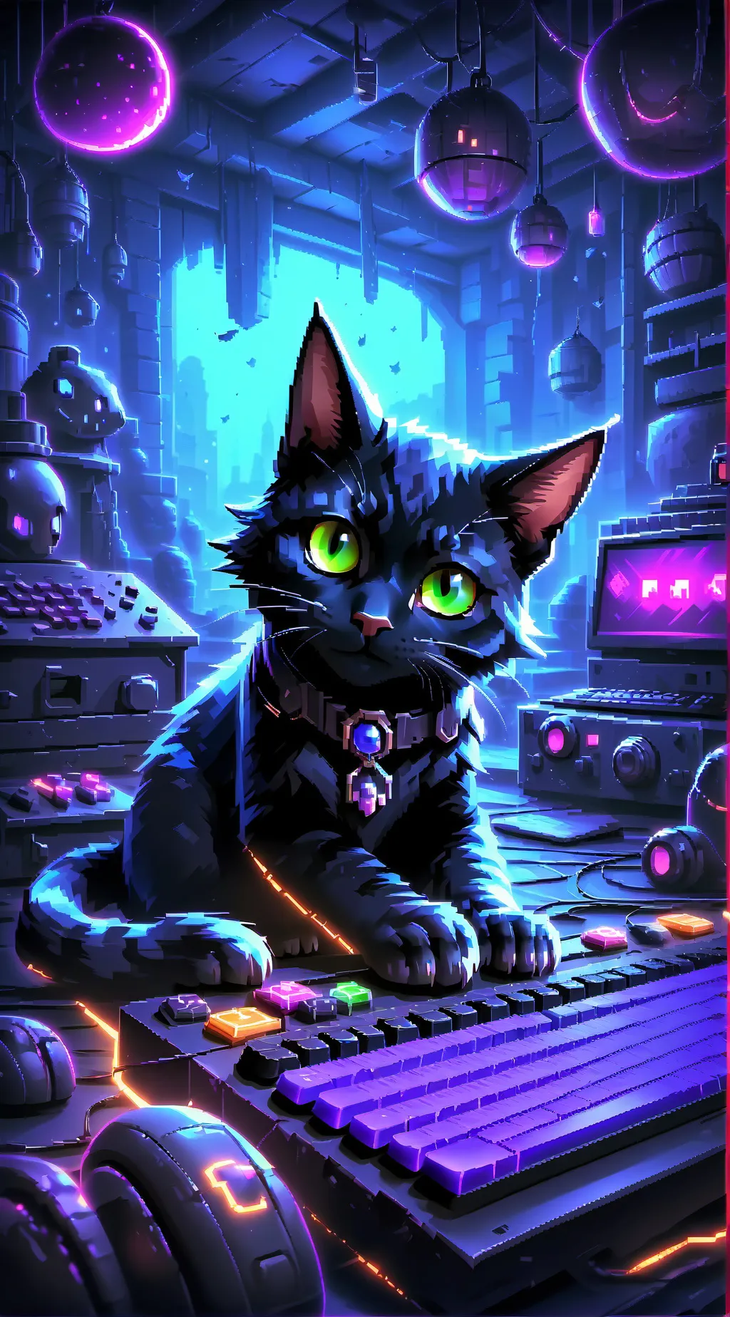 ai character: CreeperByte background