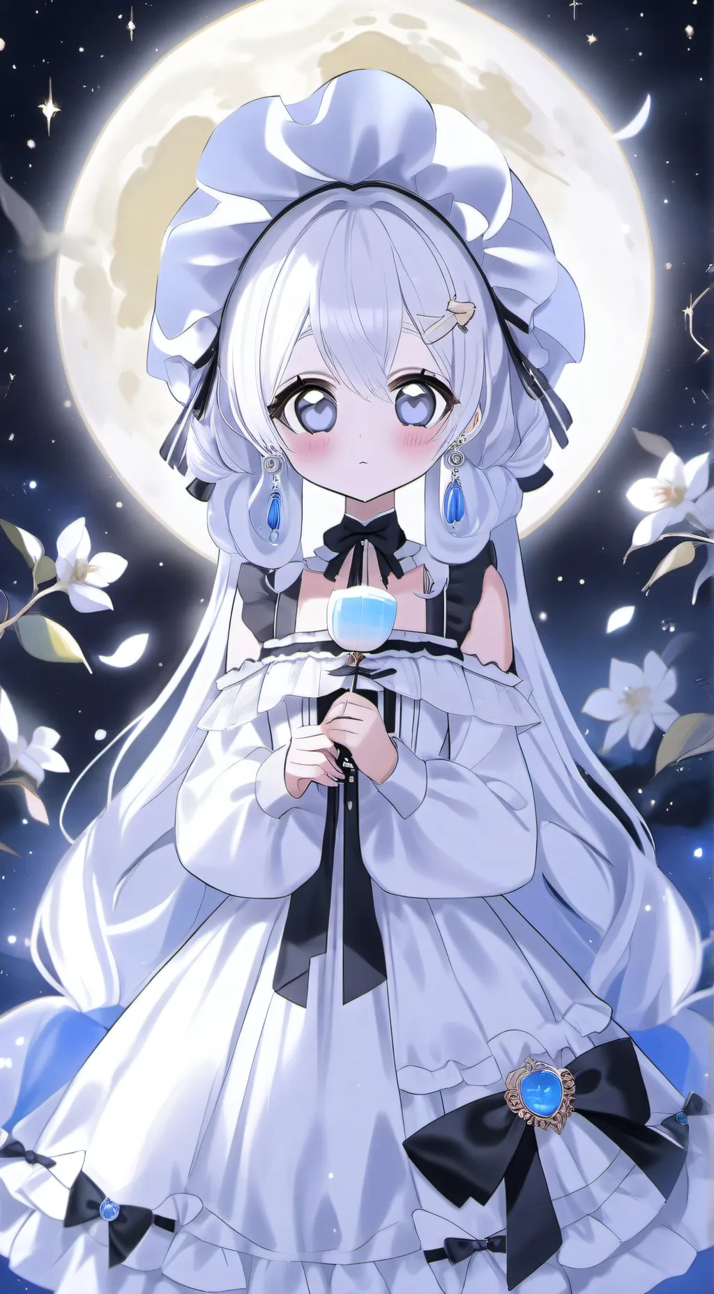ai character: moonlight background