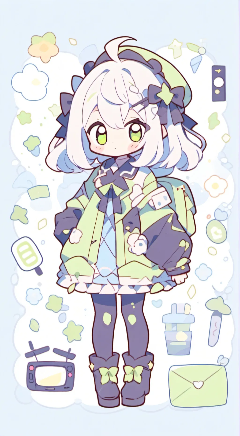 ai character: Vee(*∩ω∩) background