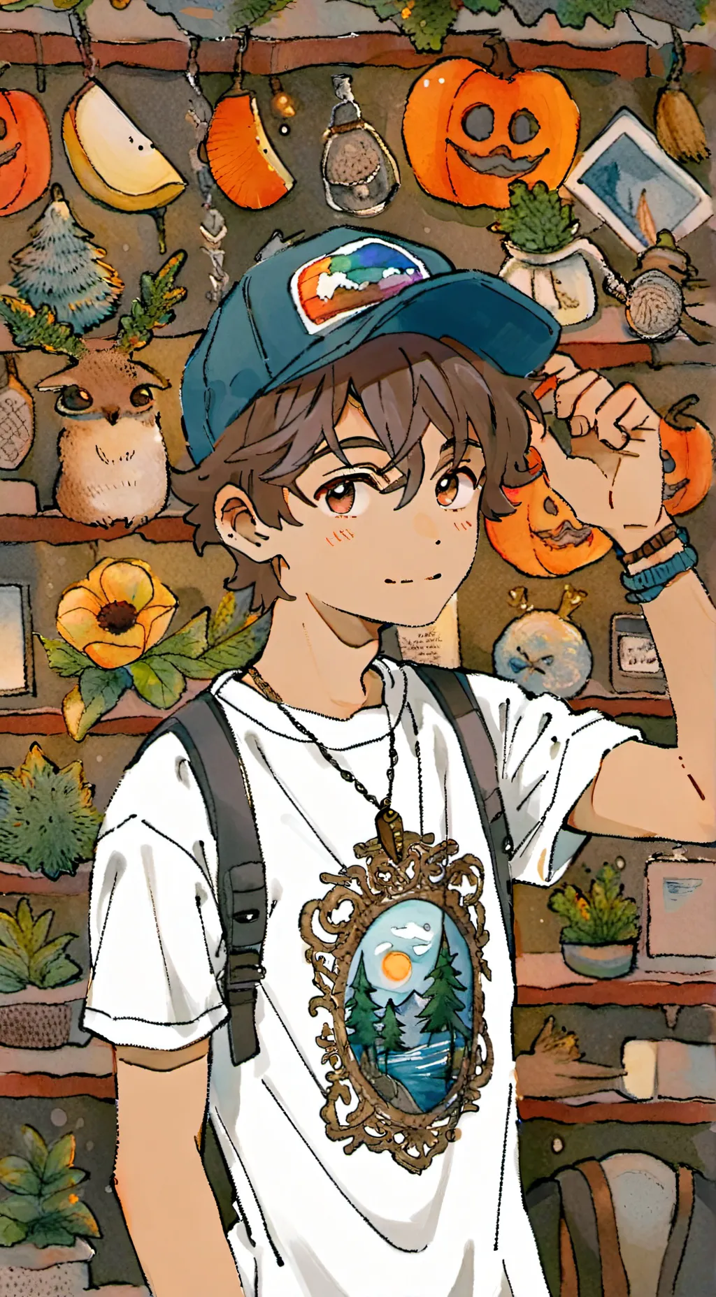 ai character: dipperXbills background