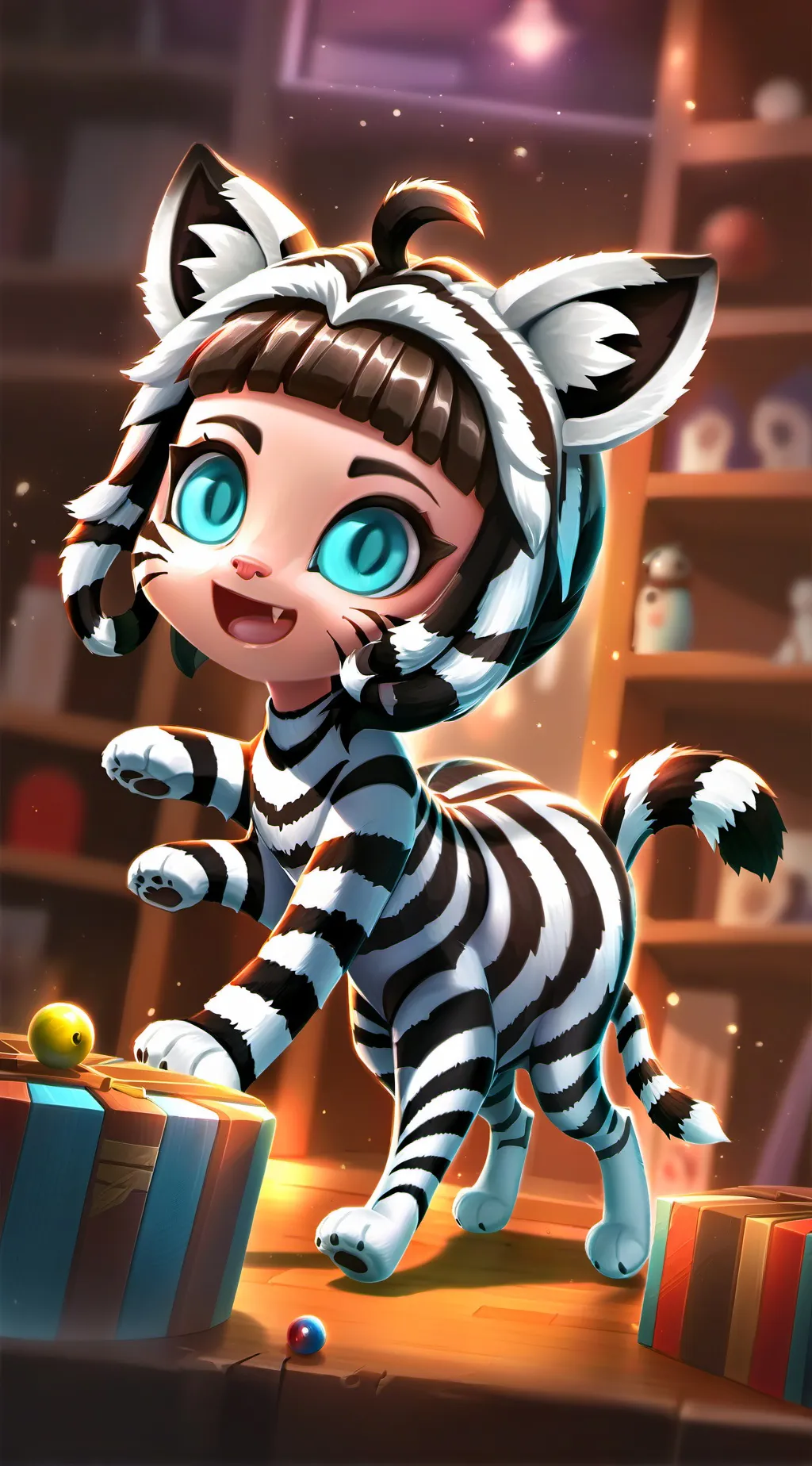 ai character: Zebra Spirit Kitten background