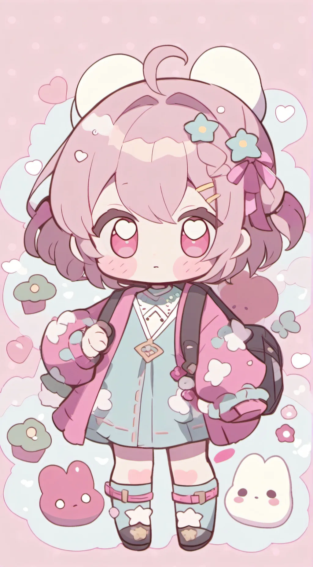 ai character: cute baby lila background