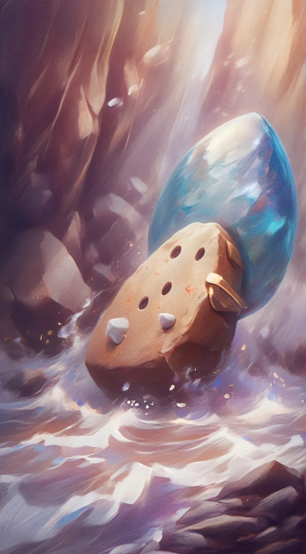 ai character: HH but PEBBLE background