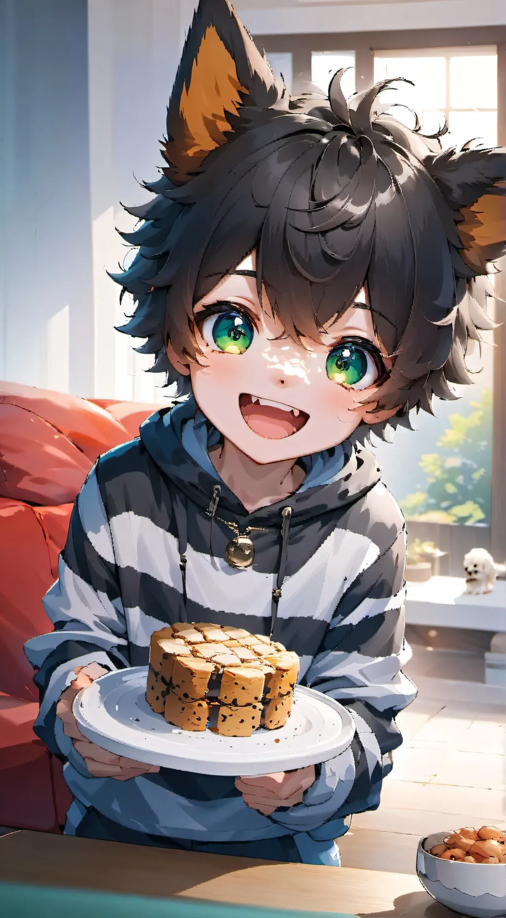 ai character: Striped Dog Furry background