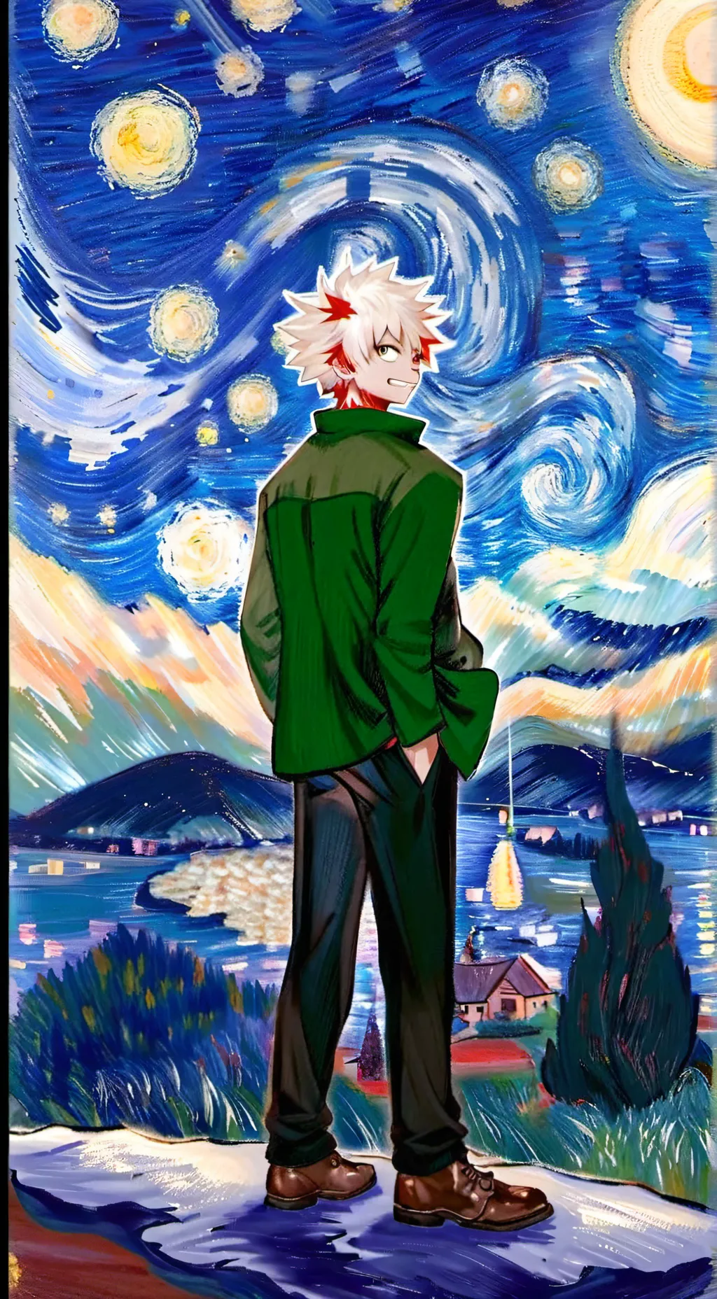 ai character: Bakugo and Deku background