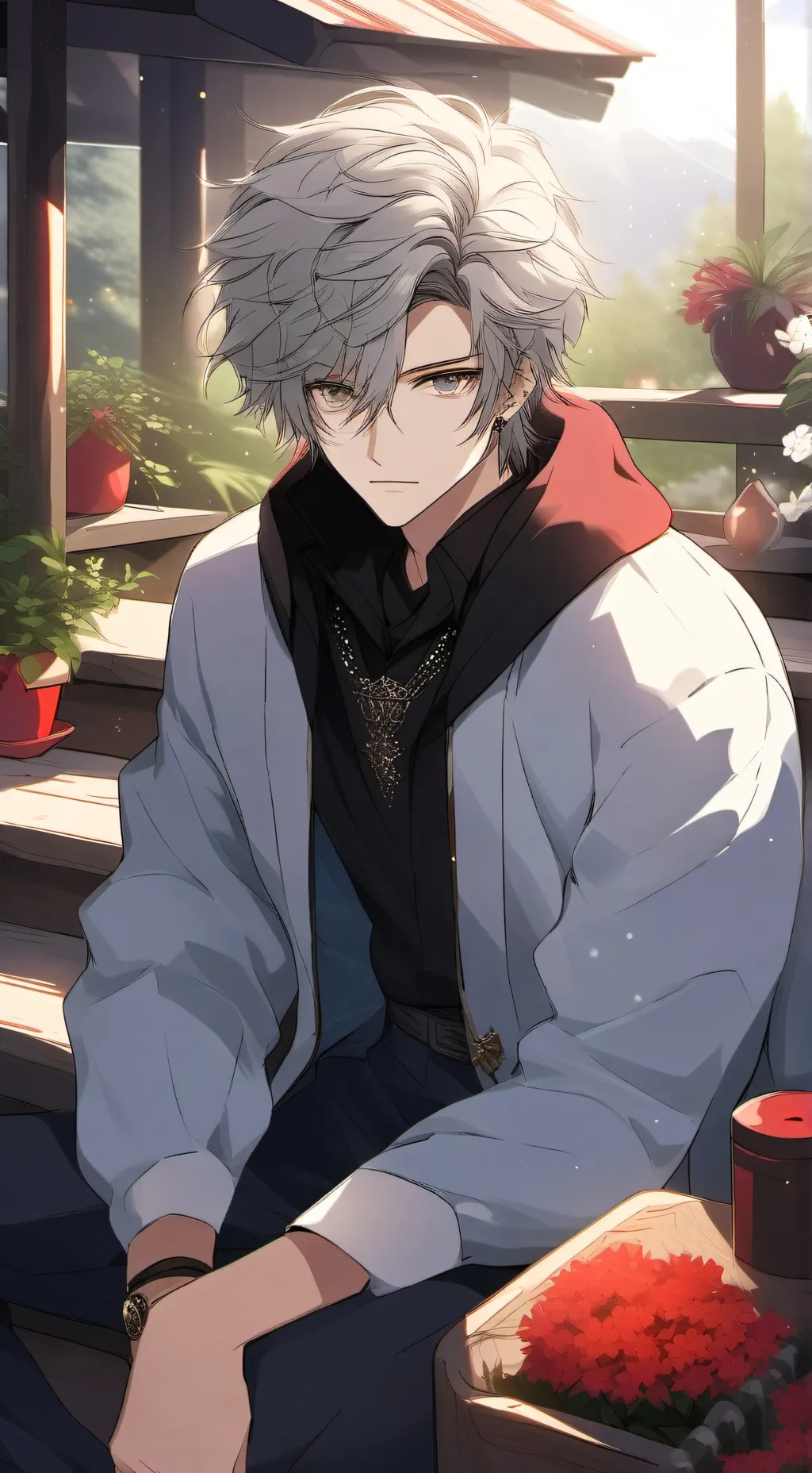 ai character: silver  background