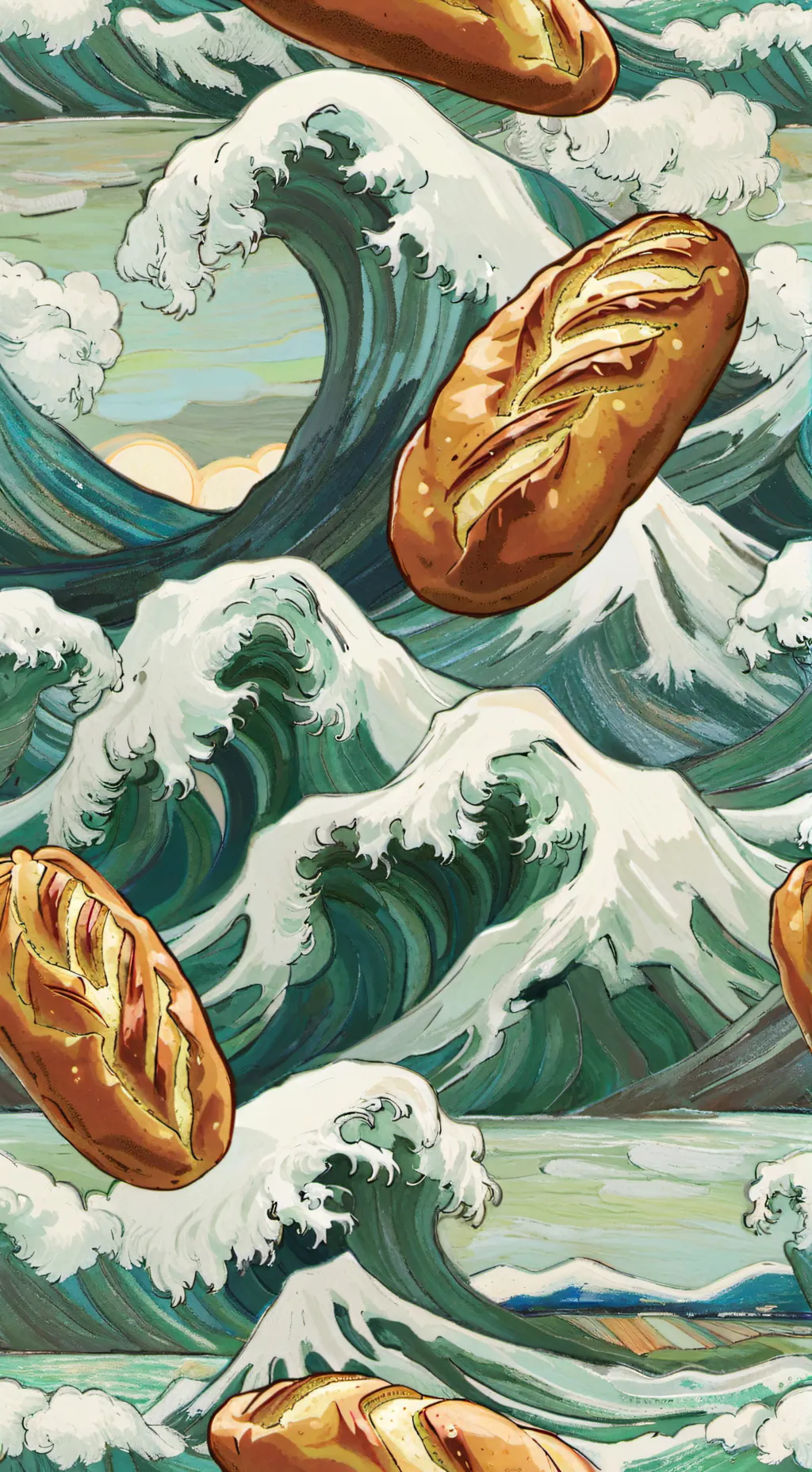 ai character: Panes en el mar background