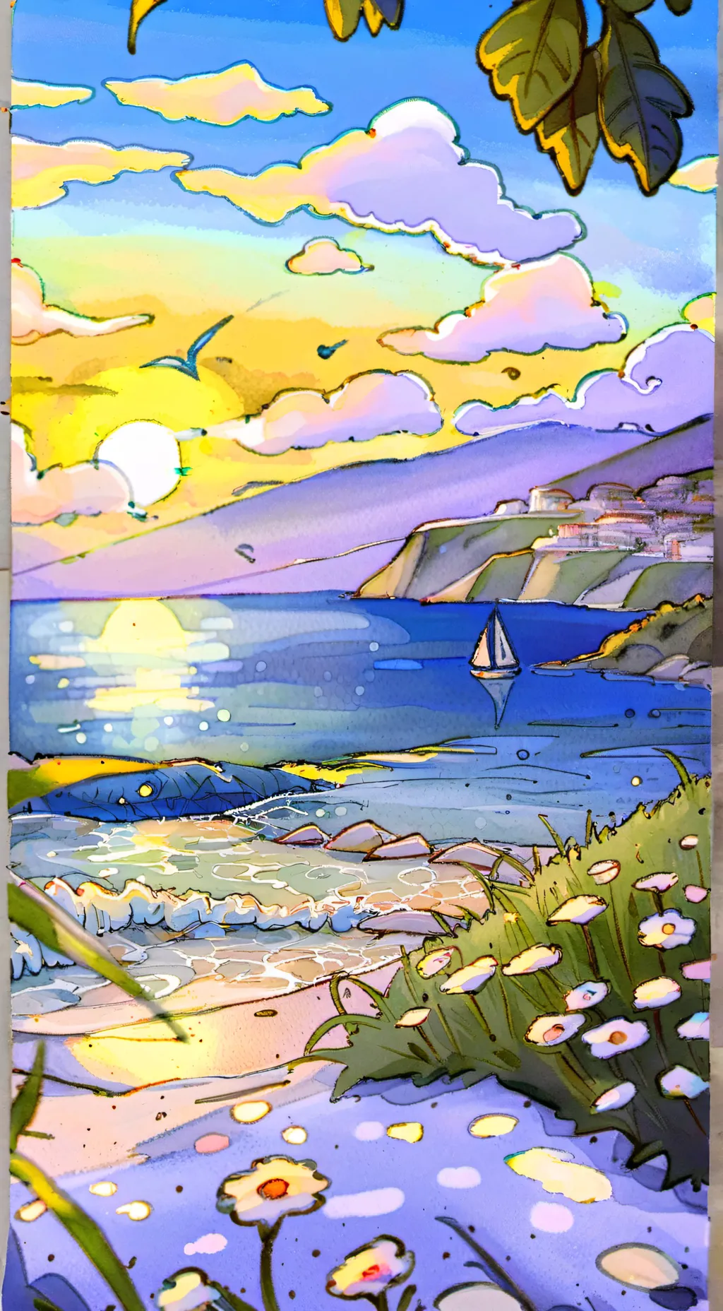 ai character: hb×hh beach day background