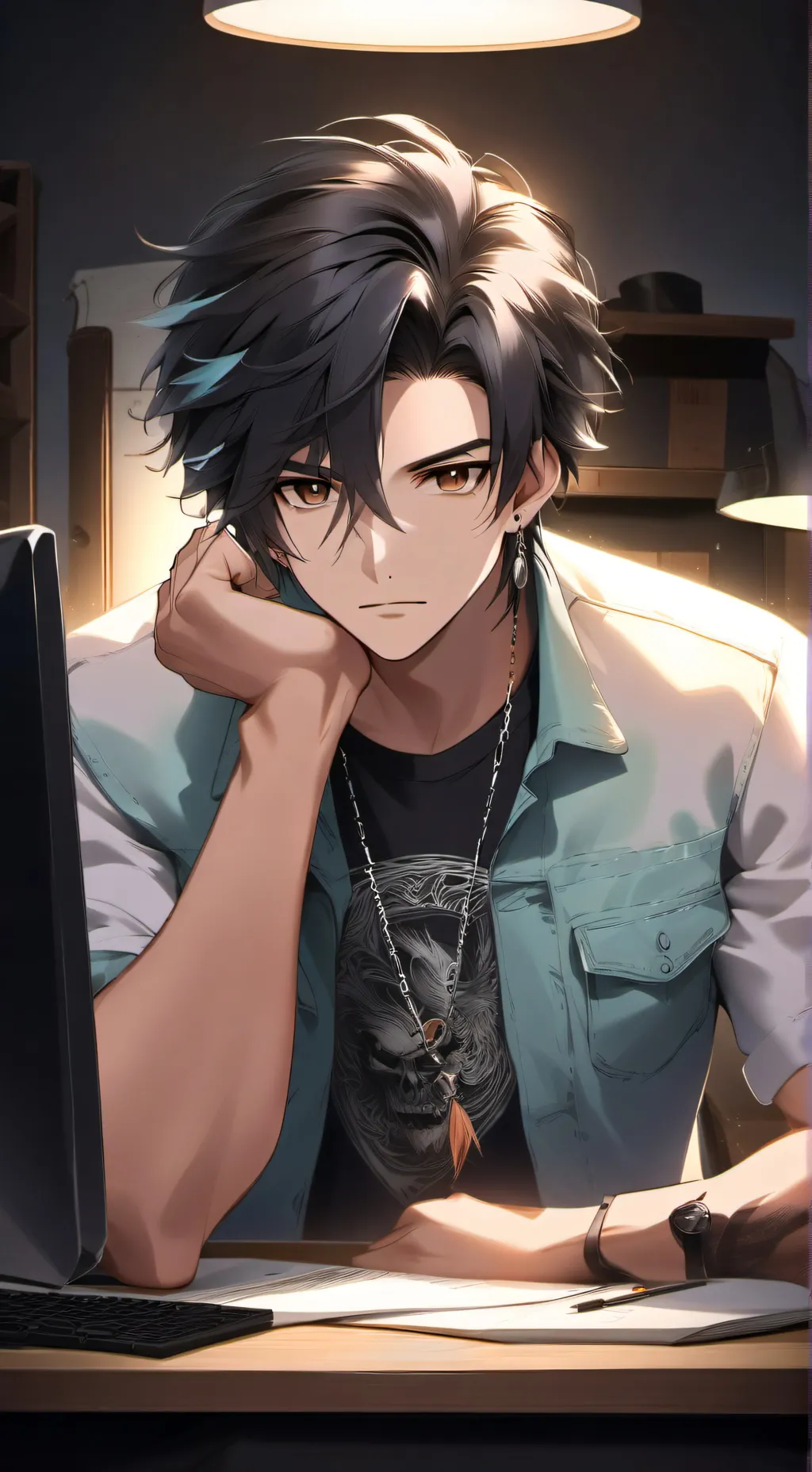 ai character: Ferd Gray background