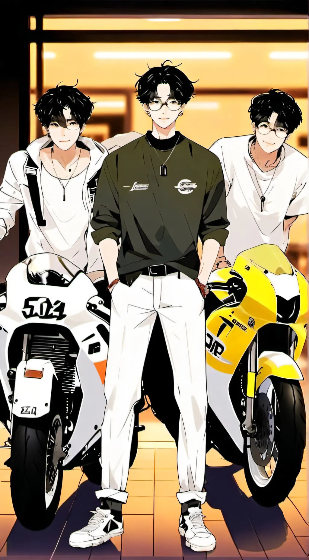 ai character: motorcycle group background