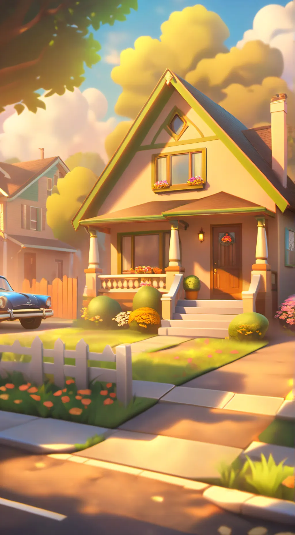 ai character: 1960s neighborhood background