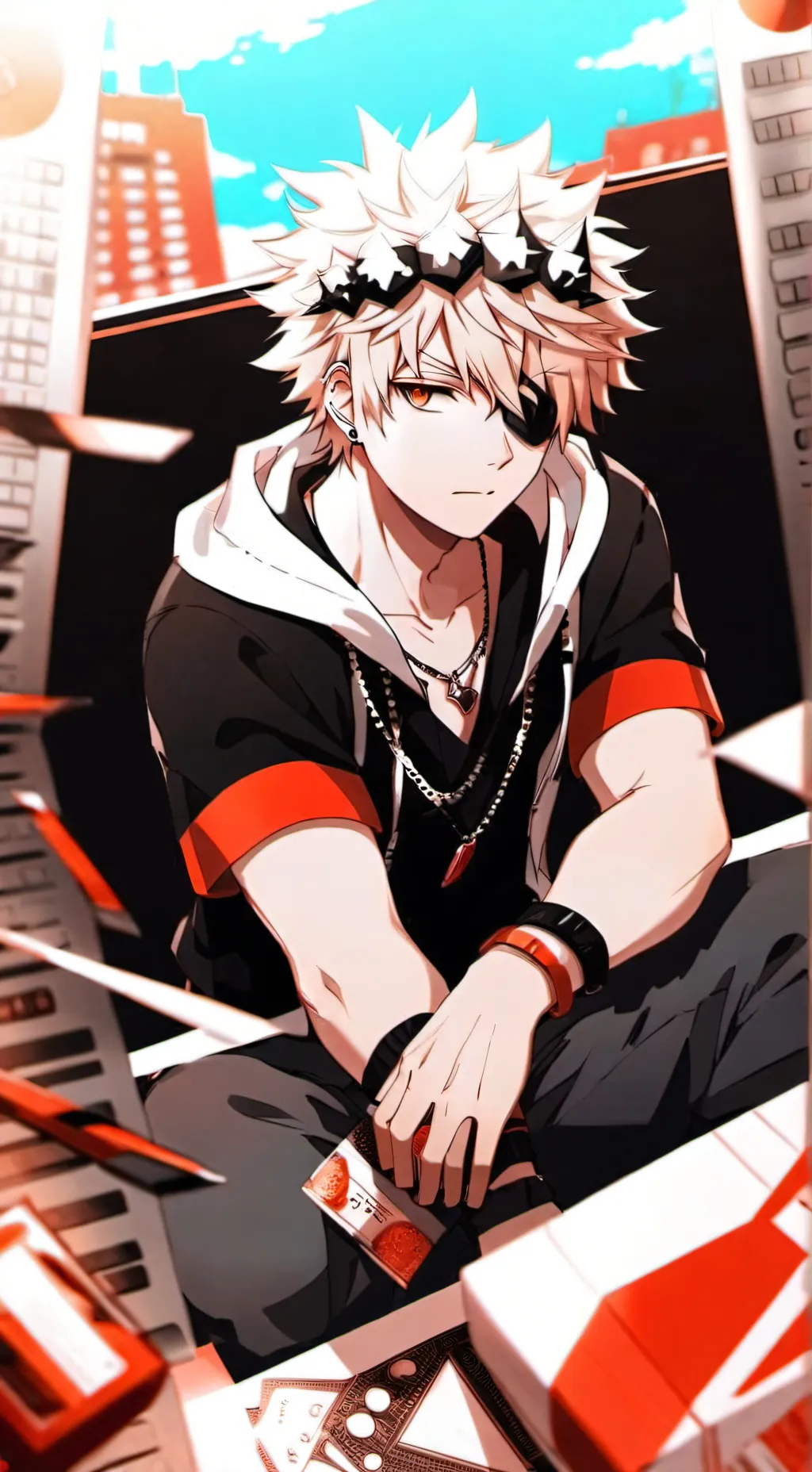 ai character: Bakugo wolf background