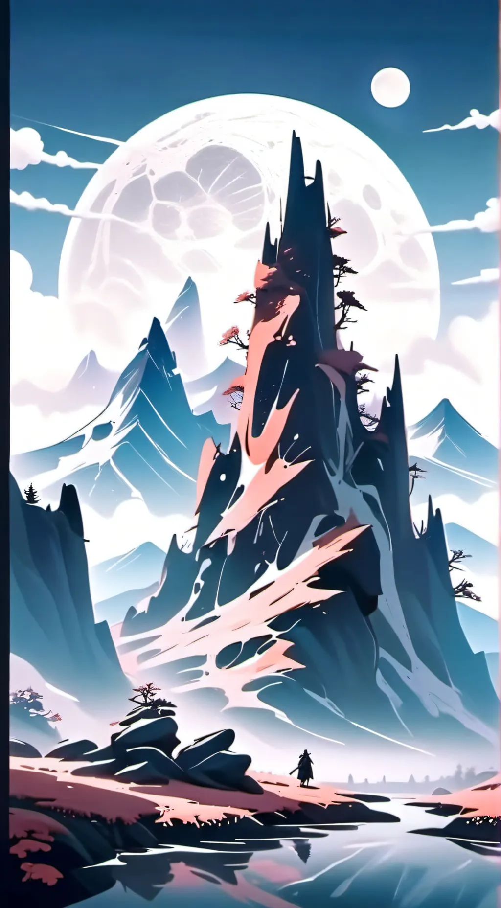 ai character: spirit mountain  background