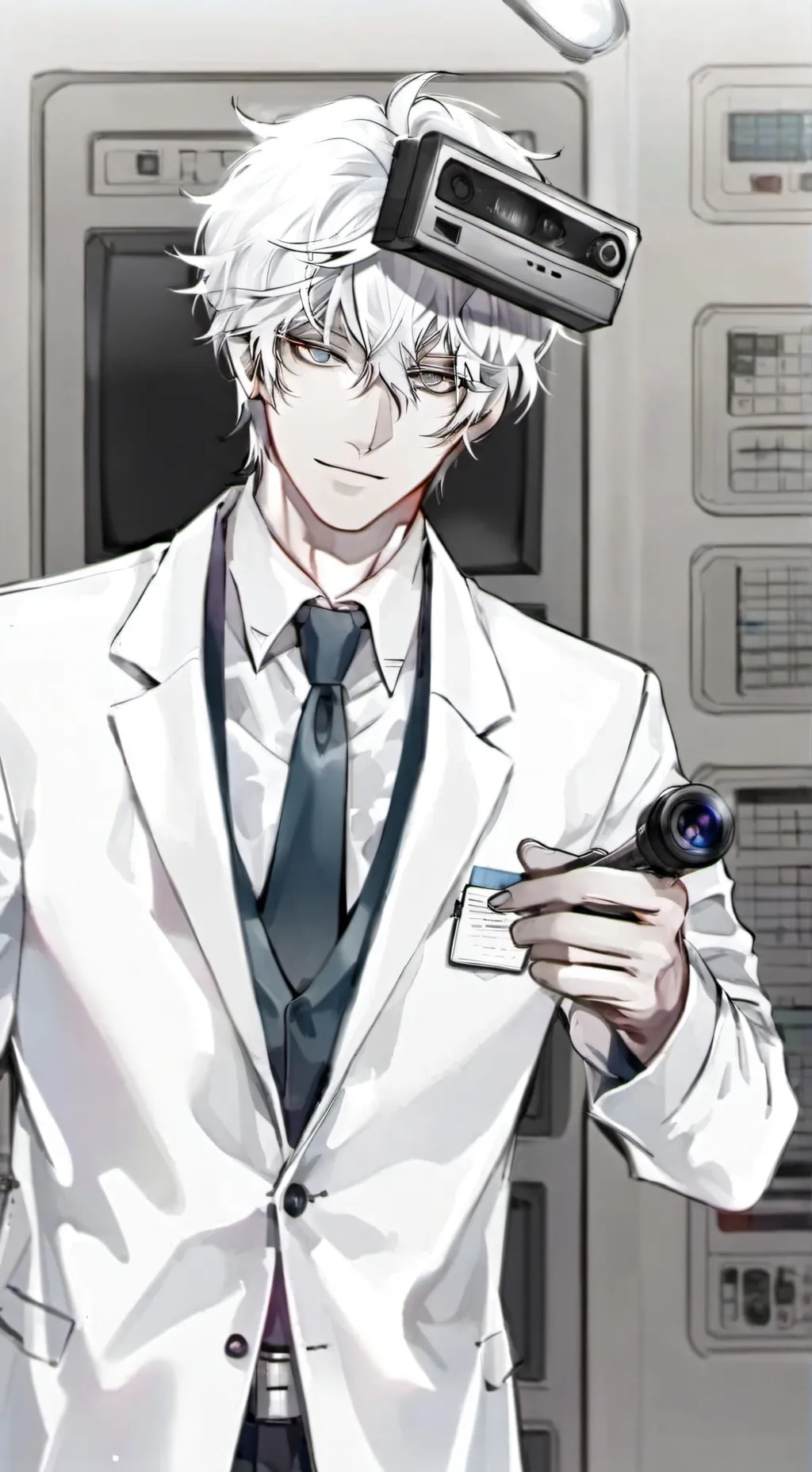 ai character: scientist tv x cam background