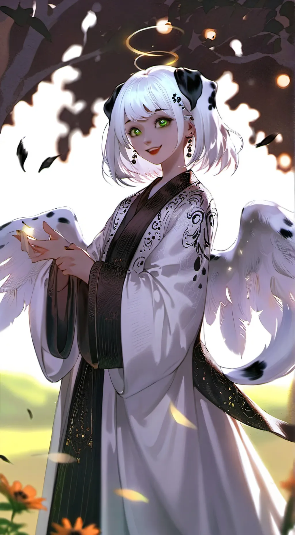 ai character: Angele Dalmatian Furry background